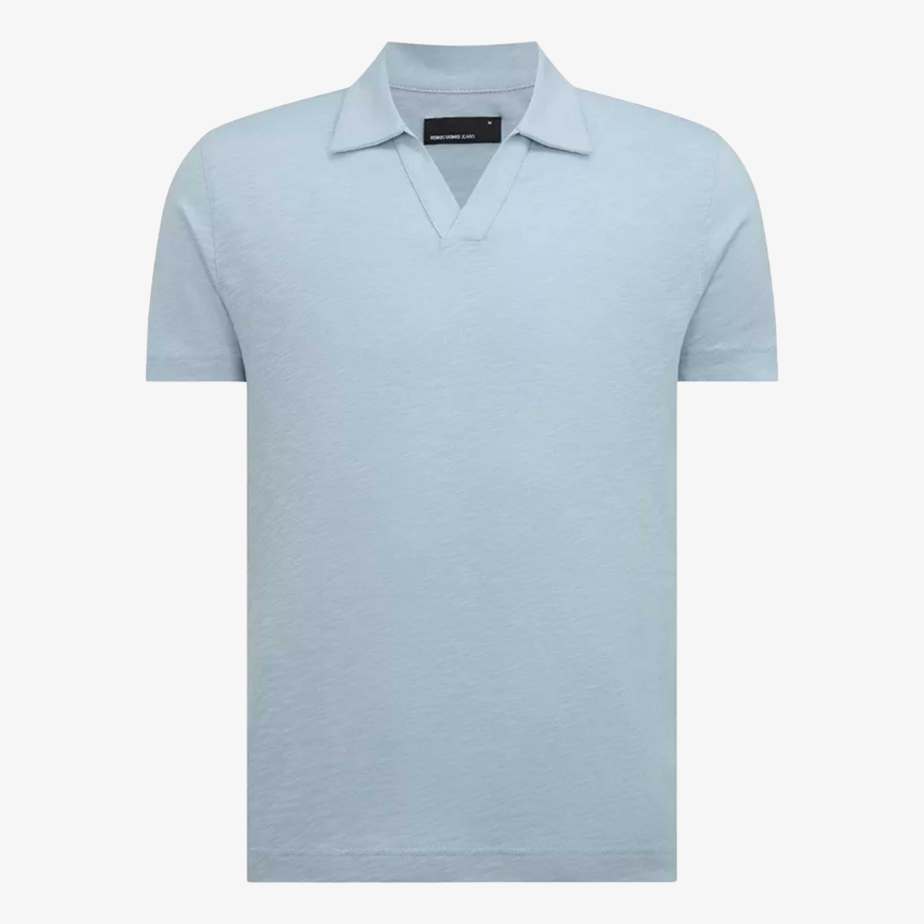 Remus Slub Yarn Open Collar Jersey Polo Shirt - Sky Blue