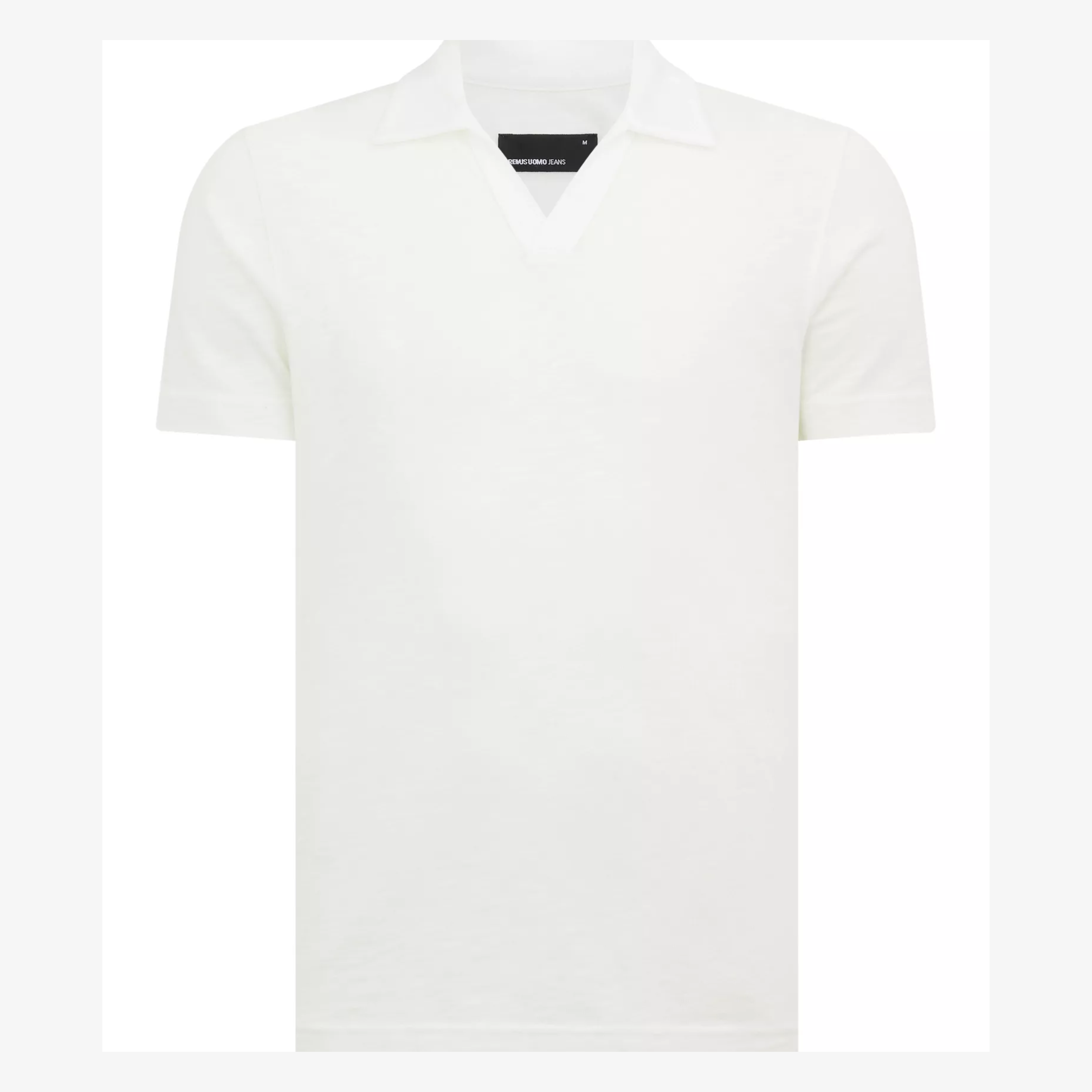 Remus Slub Yarn Open Collar Jersey Polo Shirt - White
