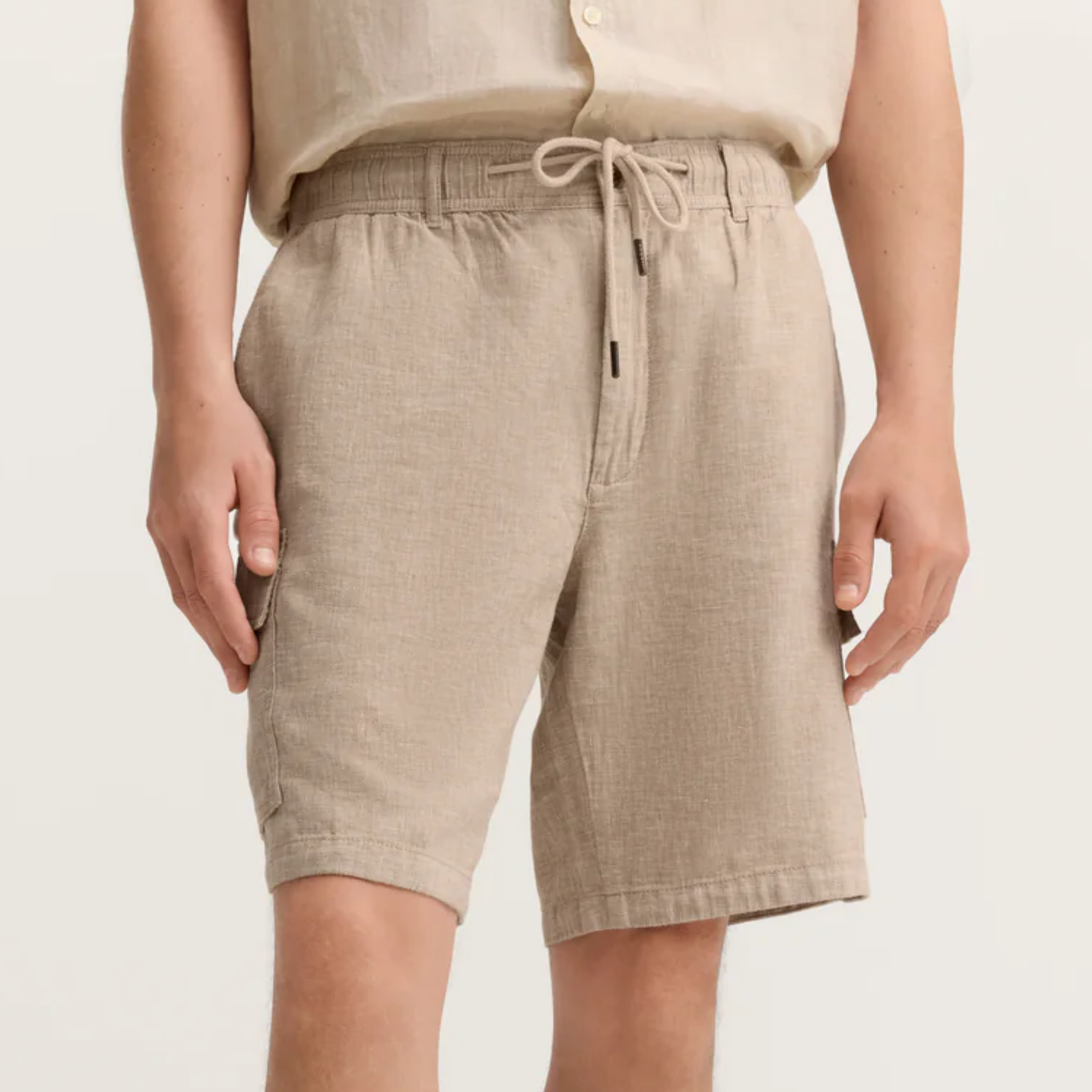 Bugatti Linen Blend Bermuda Cargo Shorts - Ecru
