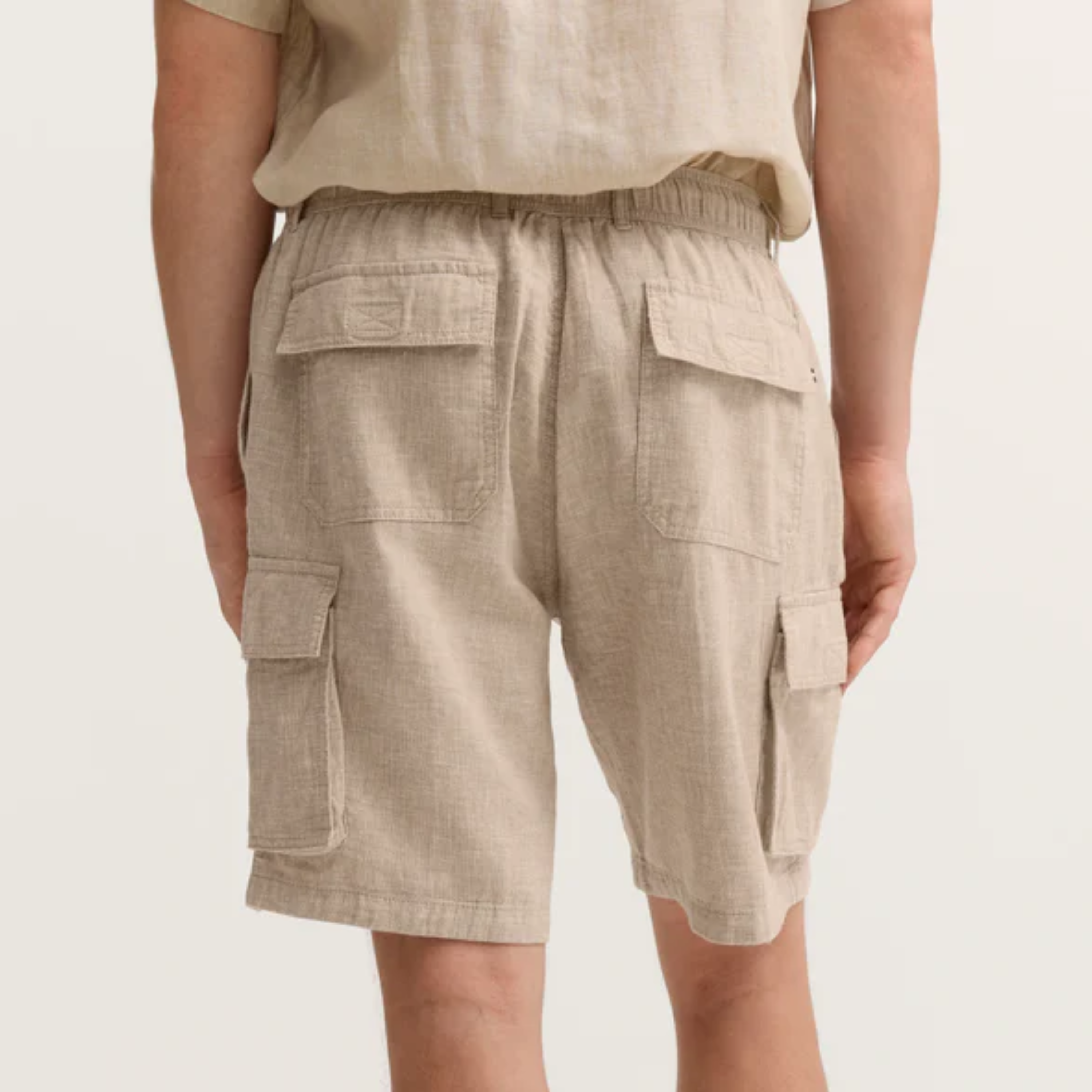 Bugatti Linen Blend Bermuda Cargo Shorts - Ecru