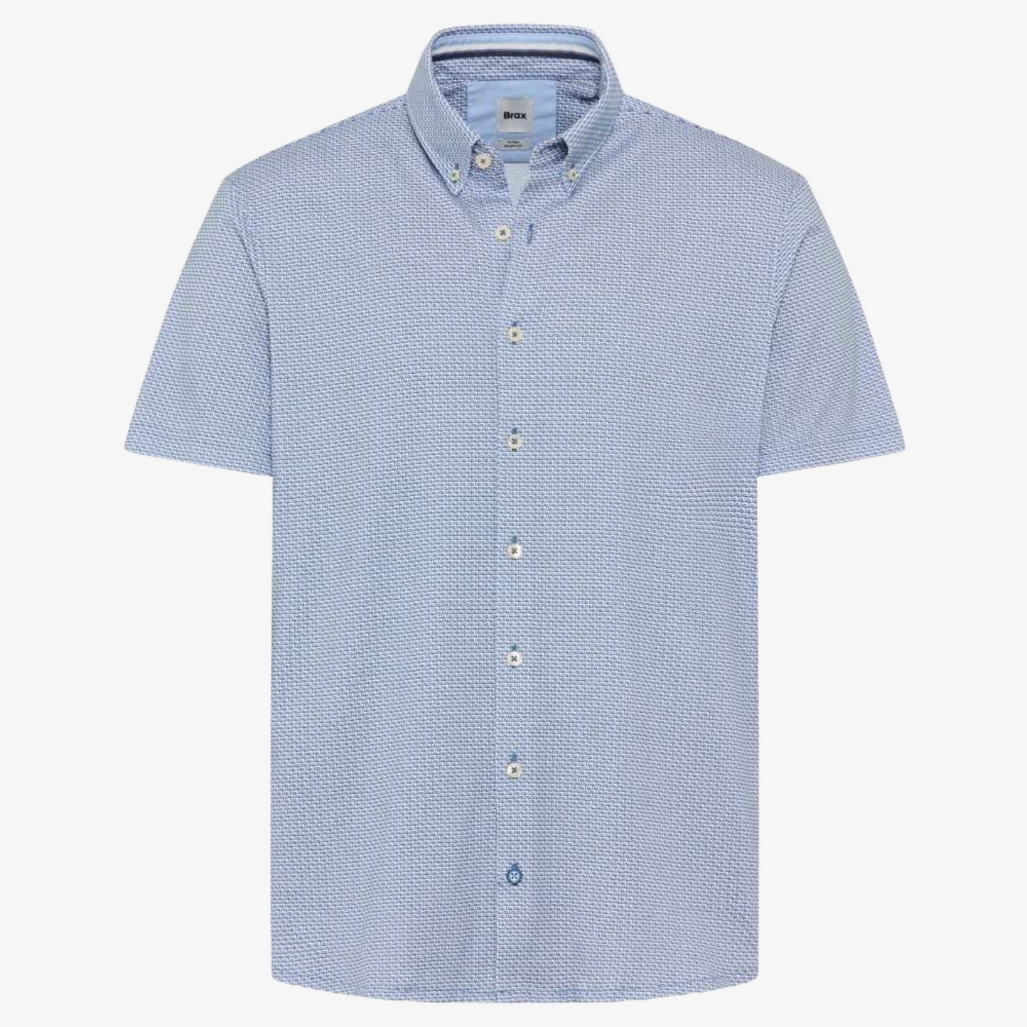 Brax Dan Printed Short Sleeve Shirt - Sky