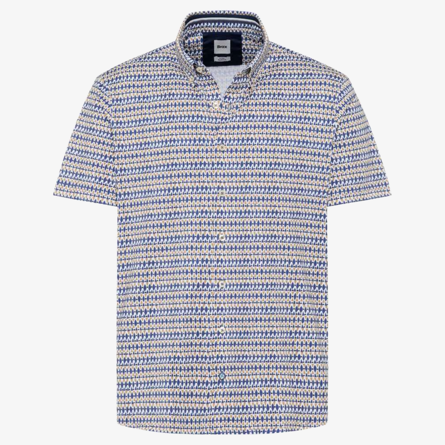 Brax Dan Printed Short Sleeve Shirt - Beige