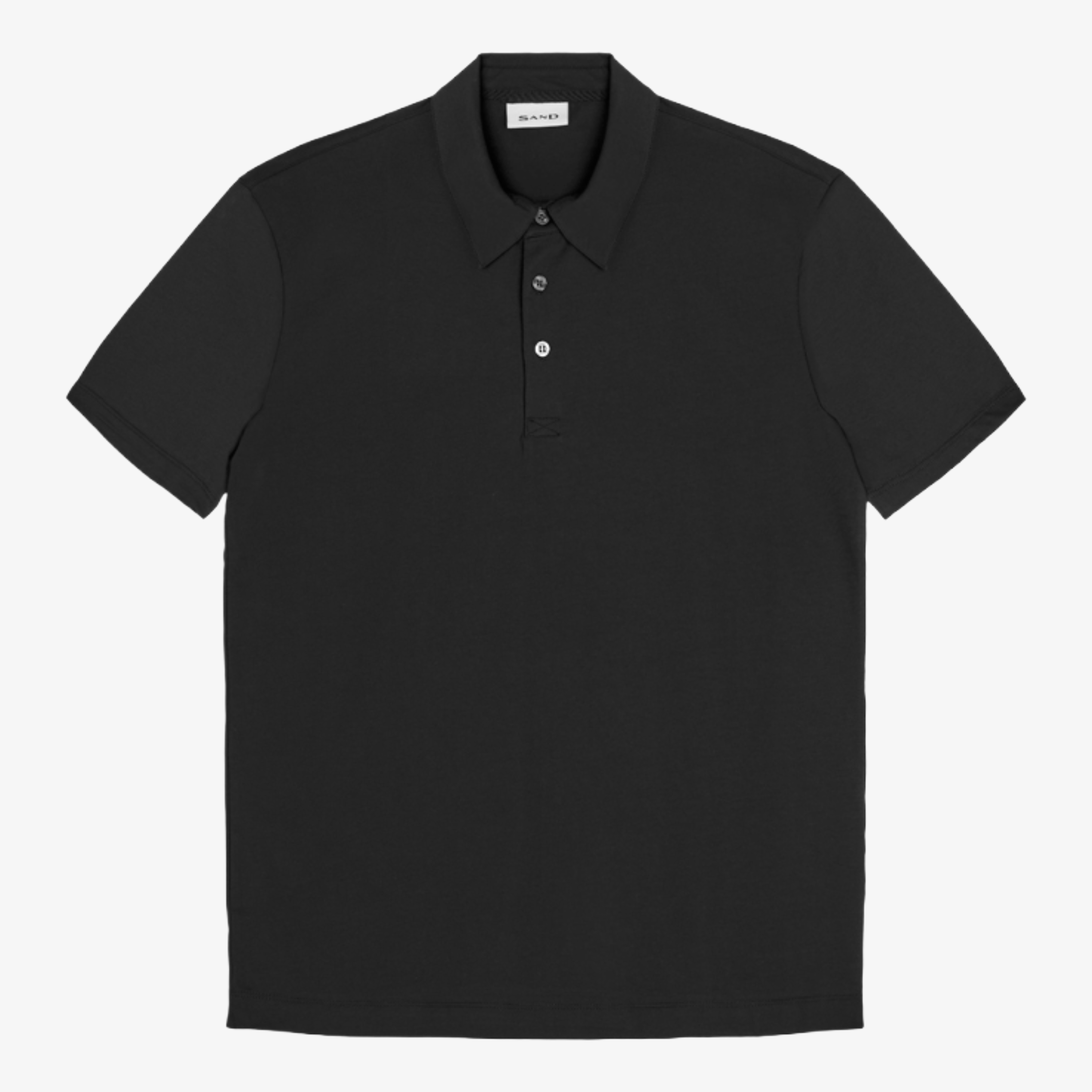 Sand Brad Mercerised Cotton Polo Shirt - Black