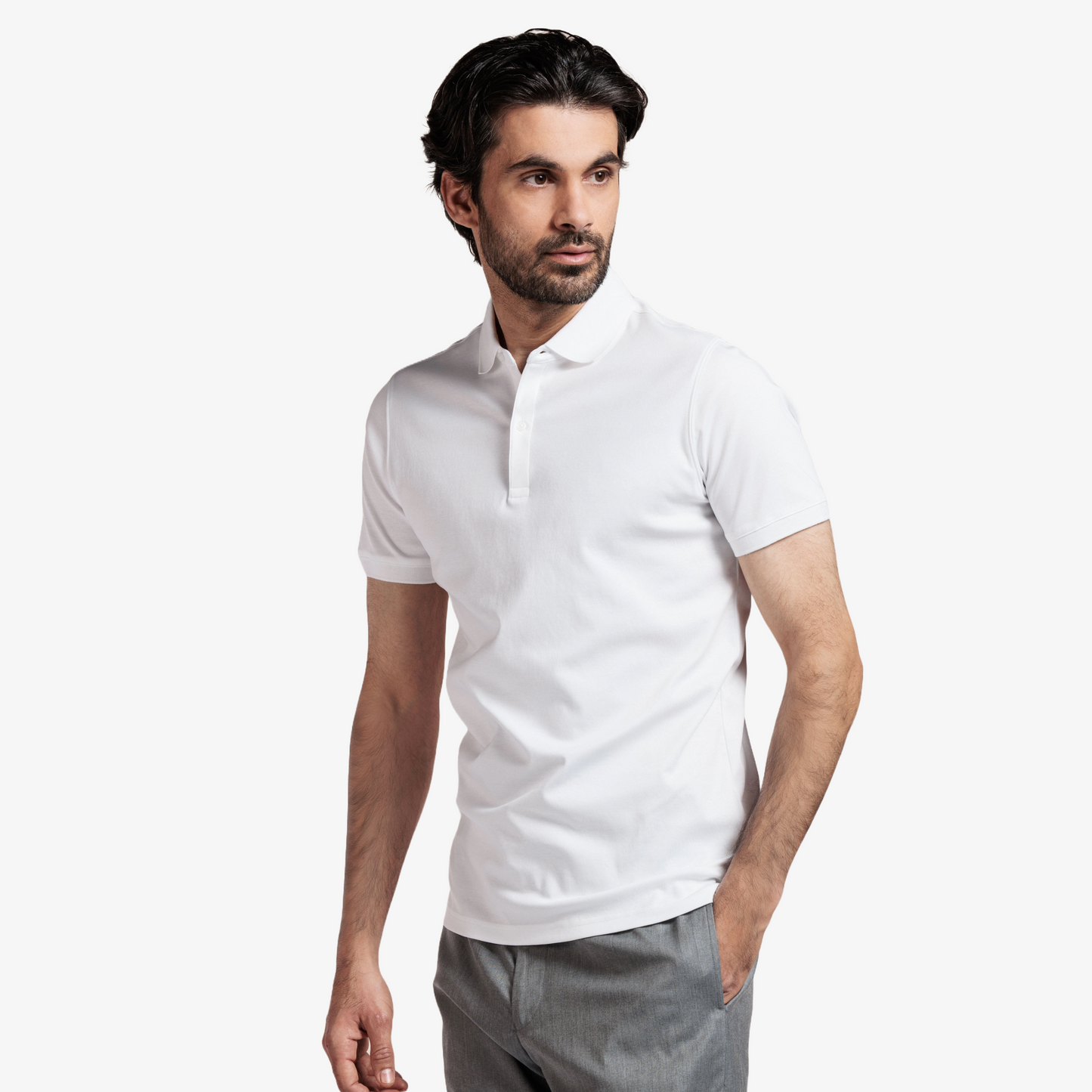Thomas Maine Liquid Cotton Polo Shirt - White