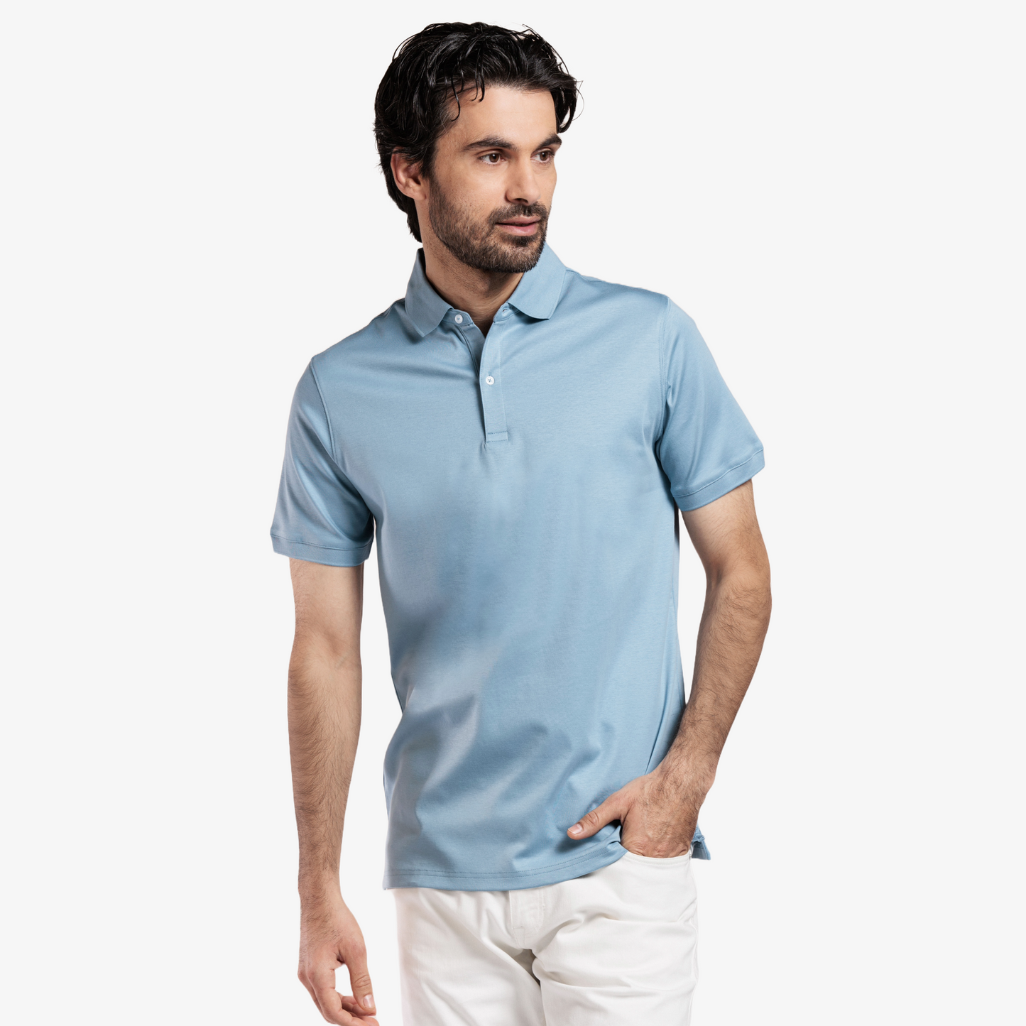 Thomas Maine Liquid Cotton Polo Shirt - Blue
