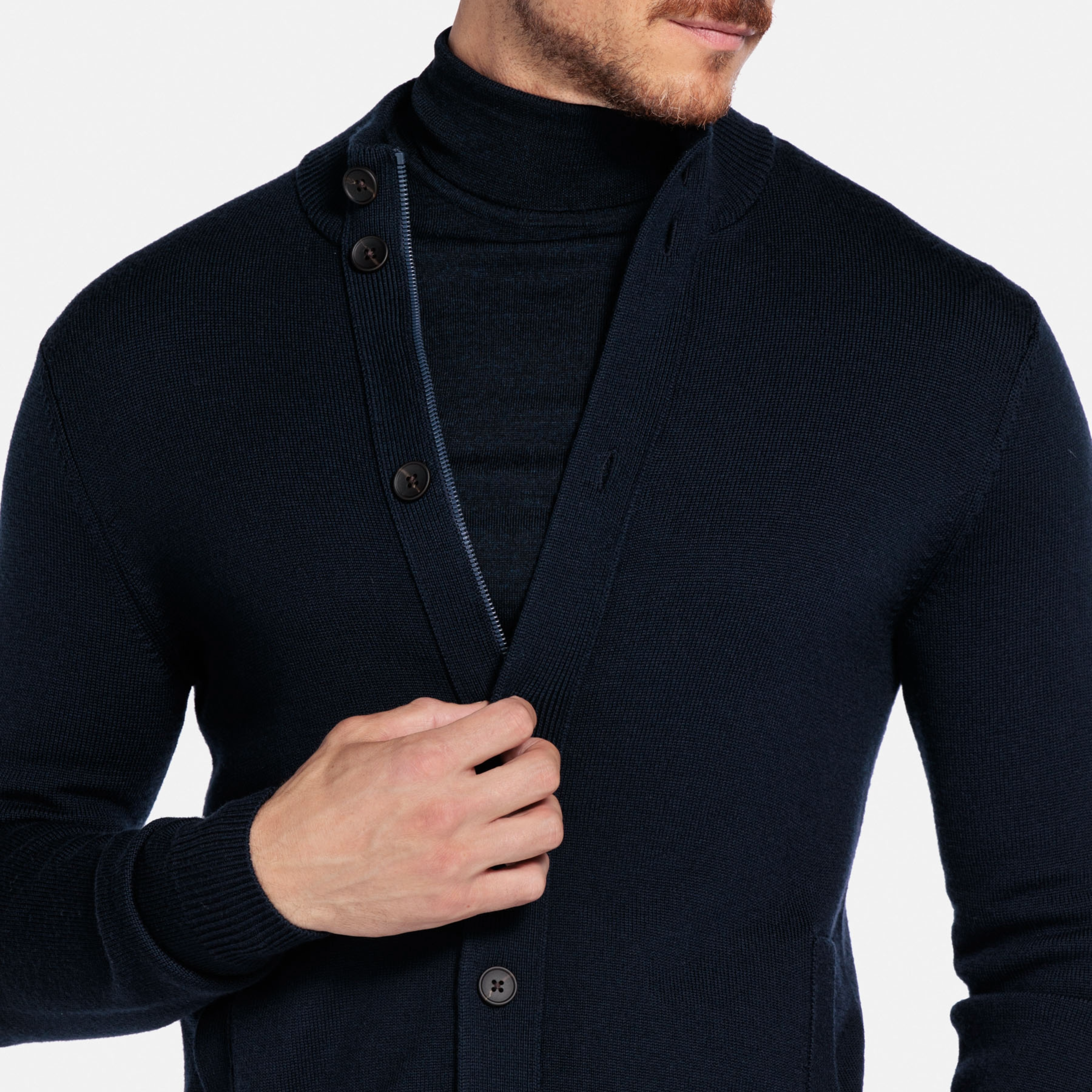 Thomas Maine Knitted Button Front Cardigan - Navy