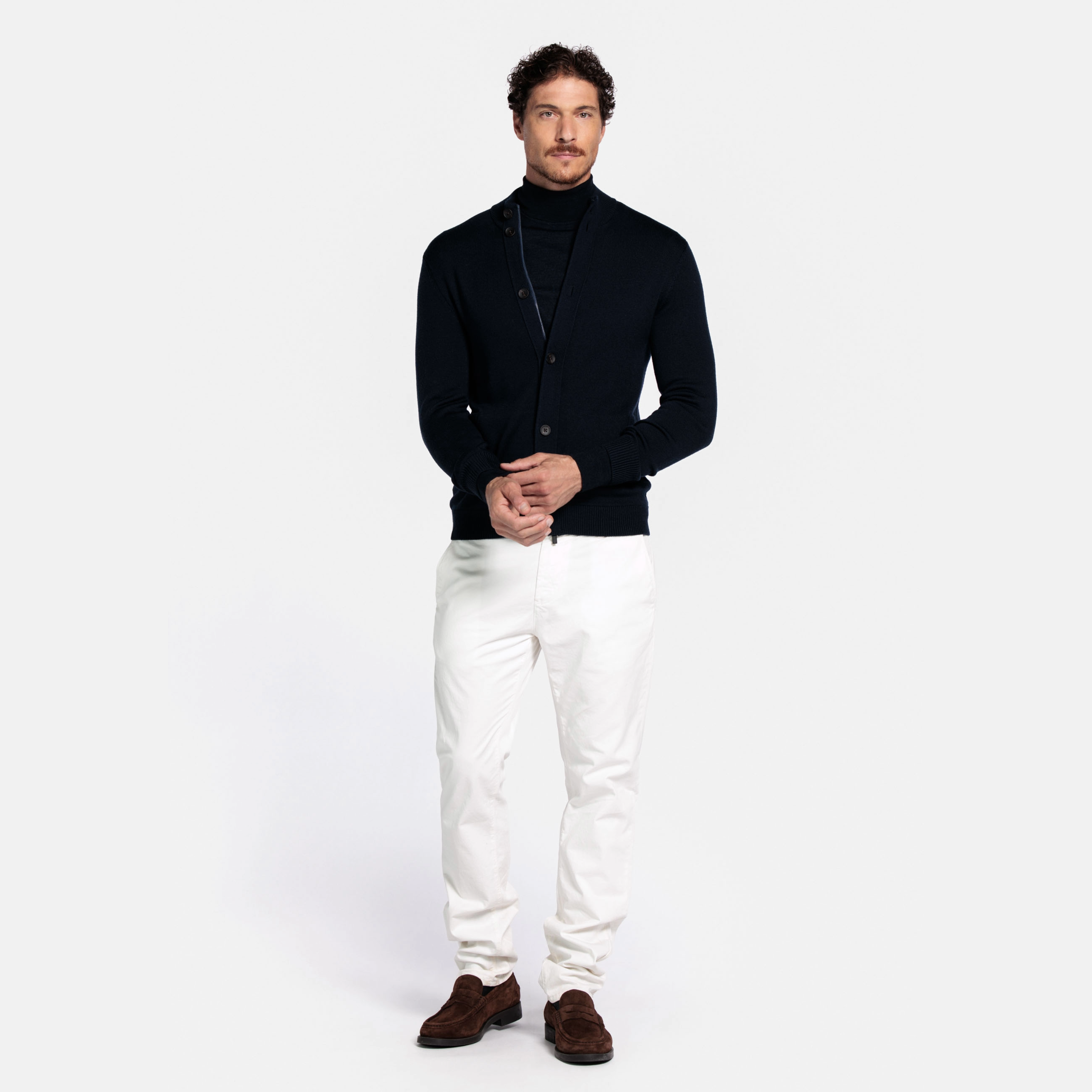 Thomas Maine Knitted Button Front Cardigan - Navy