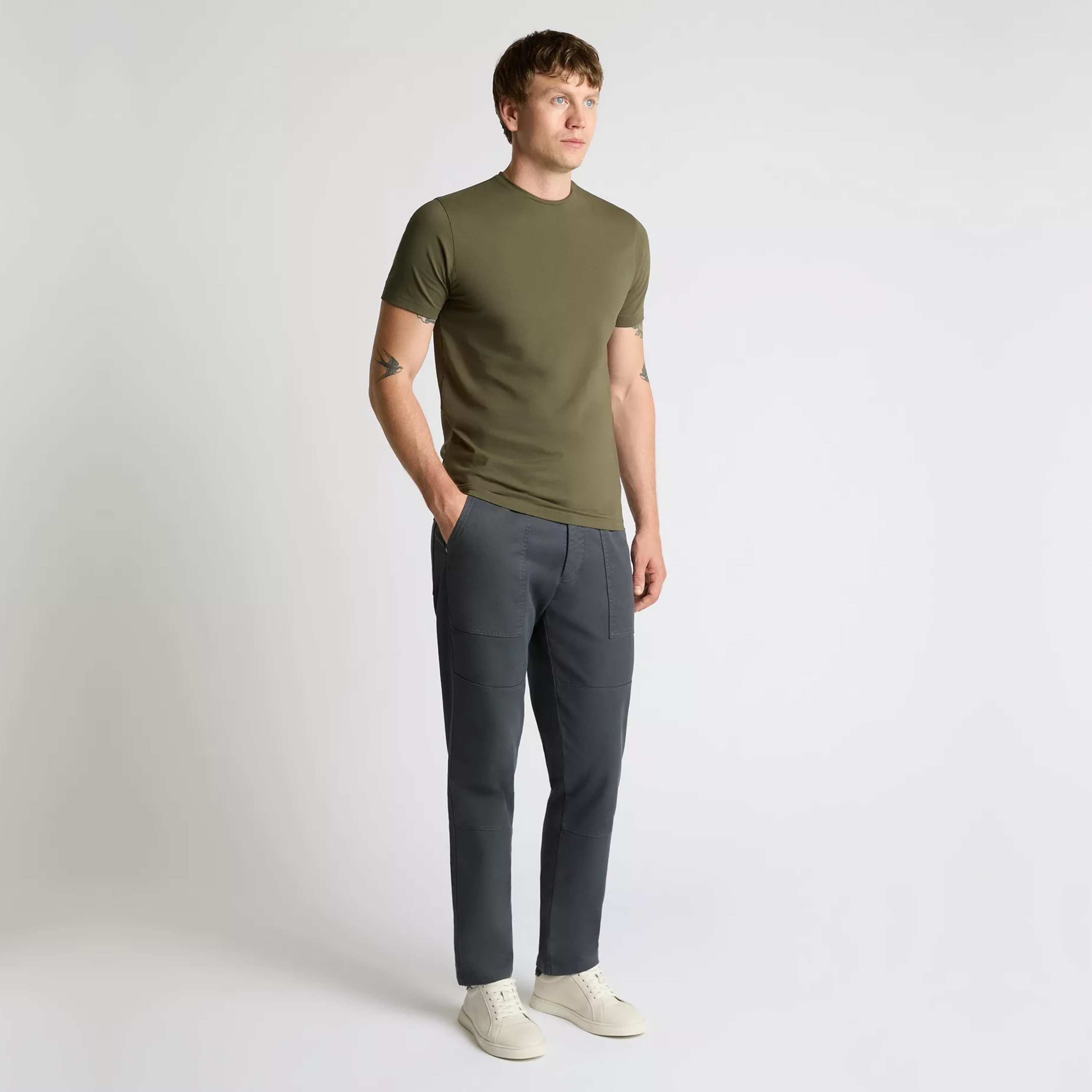 Remus Tapered Fit Cotton-Stretch T Shirt - Dark Khaki