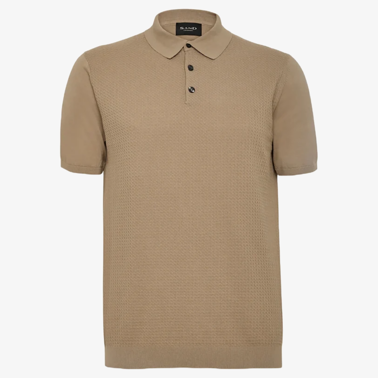 Sand Retro Cotton Knitted Polo Shirt - Beige