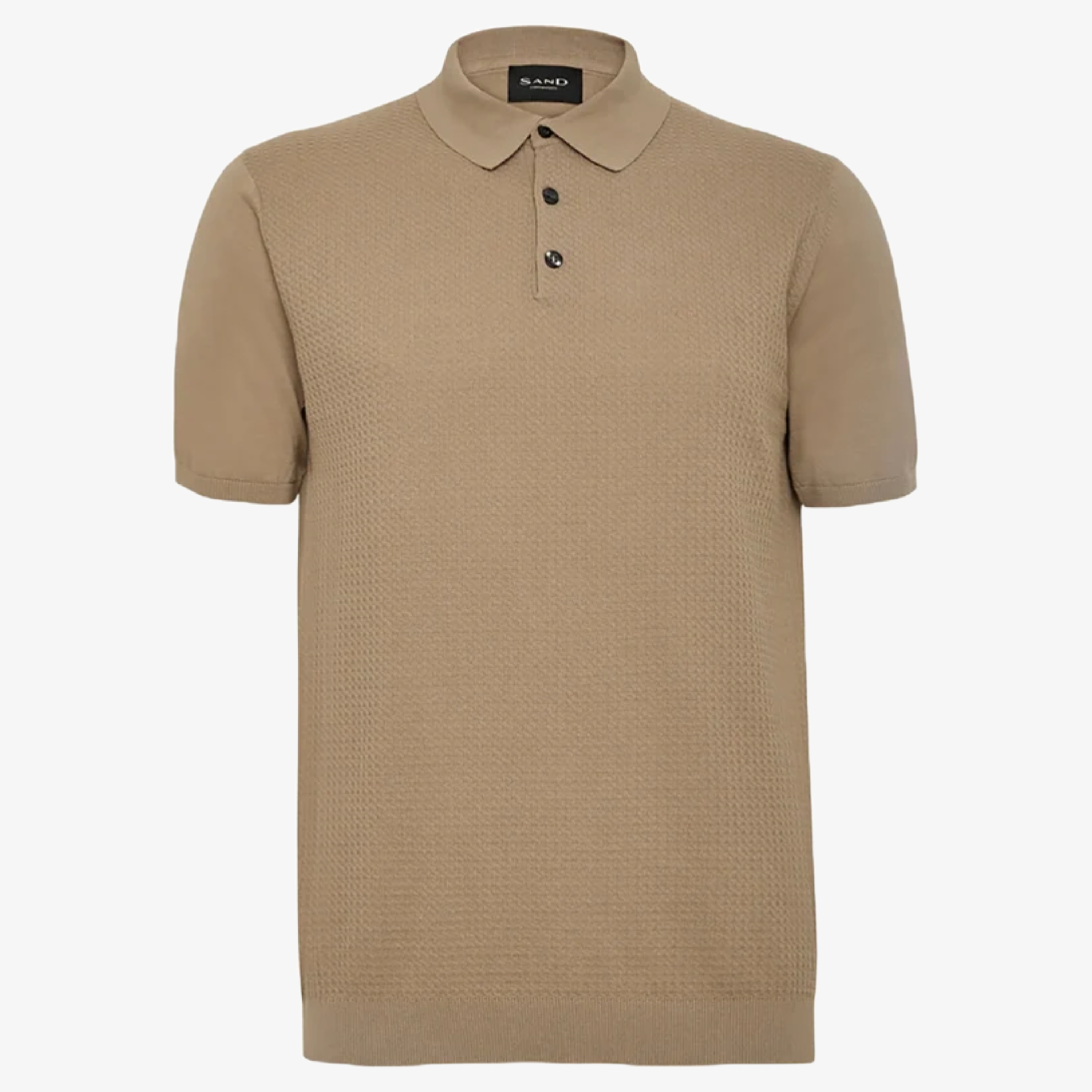 Sand Retro Cotton Knitted Polo Shirt - Beige