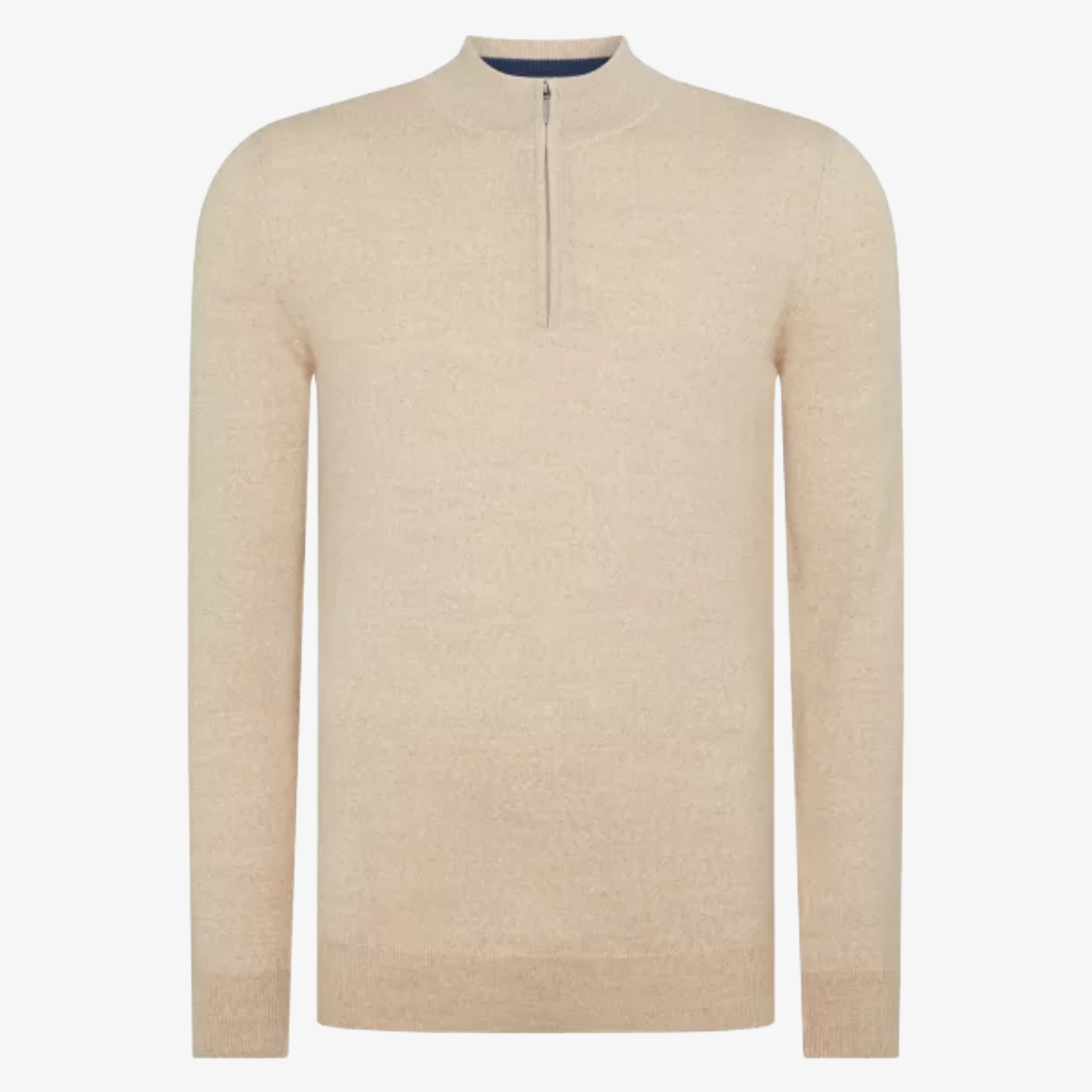 Remus Tapered Fit Merino Wool-Blend Half Zip Jumper - Beige