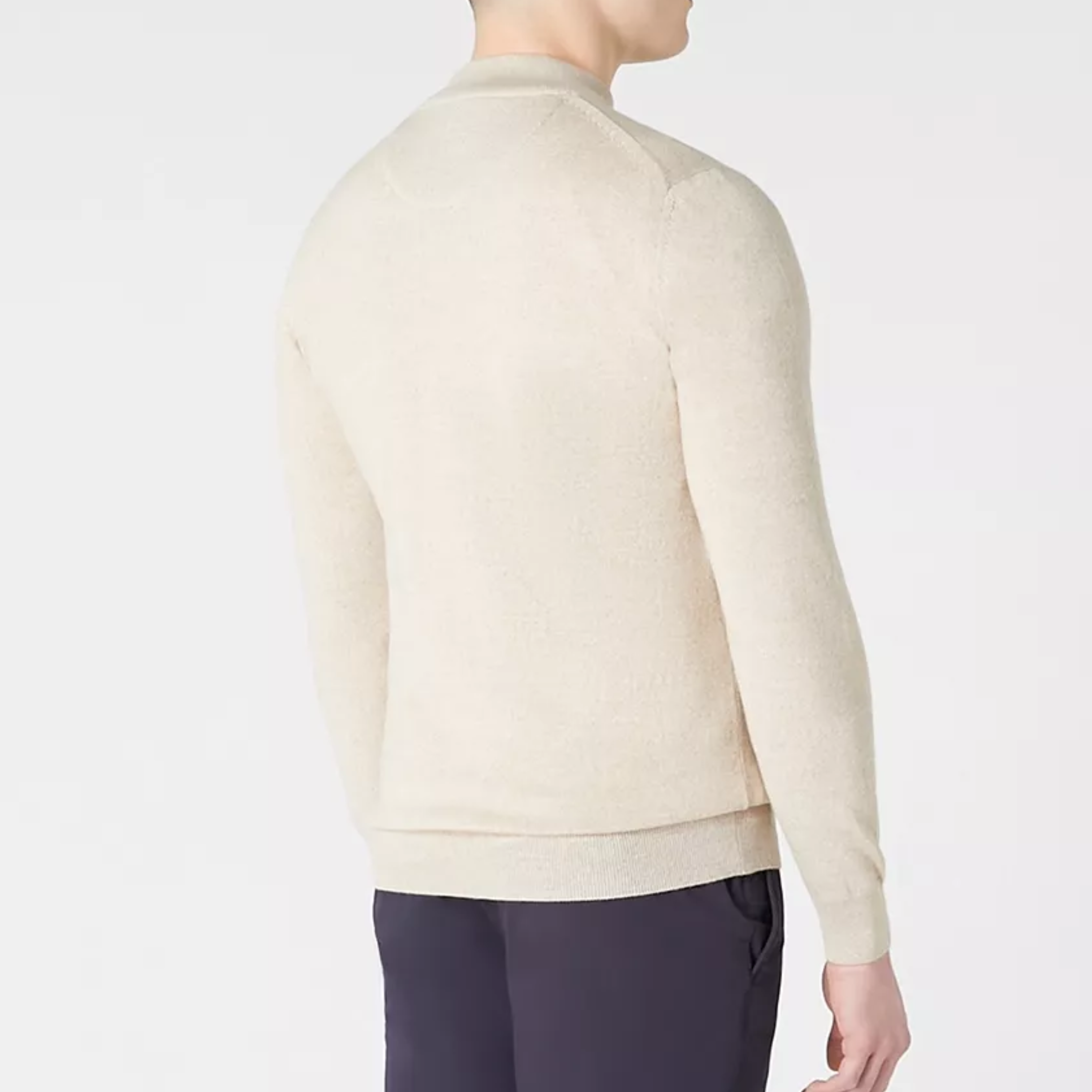 Remus Tapered Fit Merino Wool-Blend Half Zip Jumper - Beige