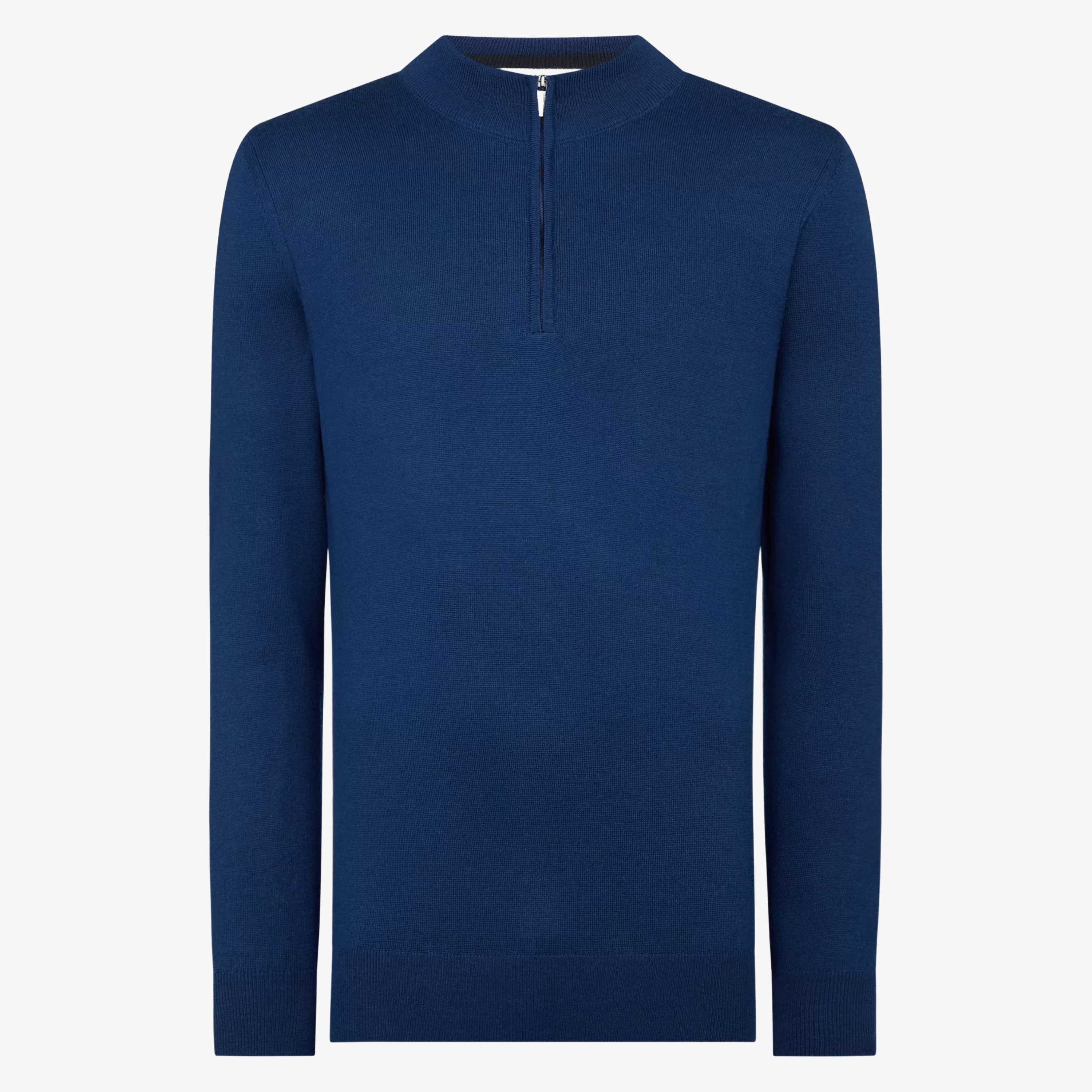 Remus Tapered Fit Merino Wool-Blend Half Zip Jumper - Blue