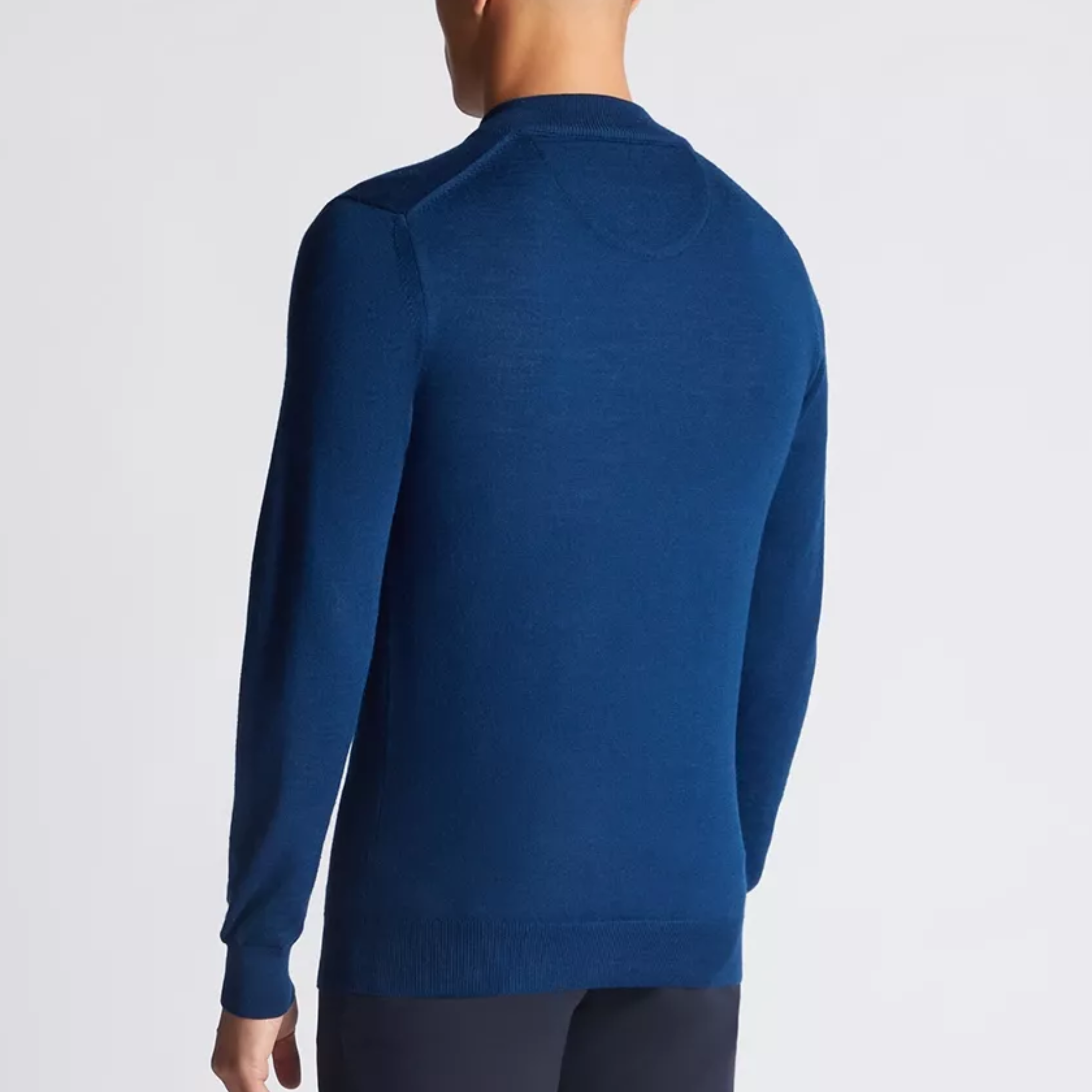 Remus Tapered Fit Merino Wool-Blend Half Zip Jumper - Blue