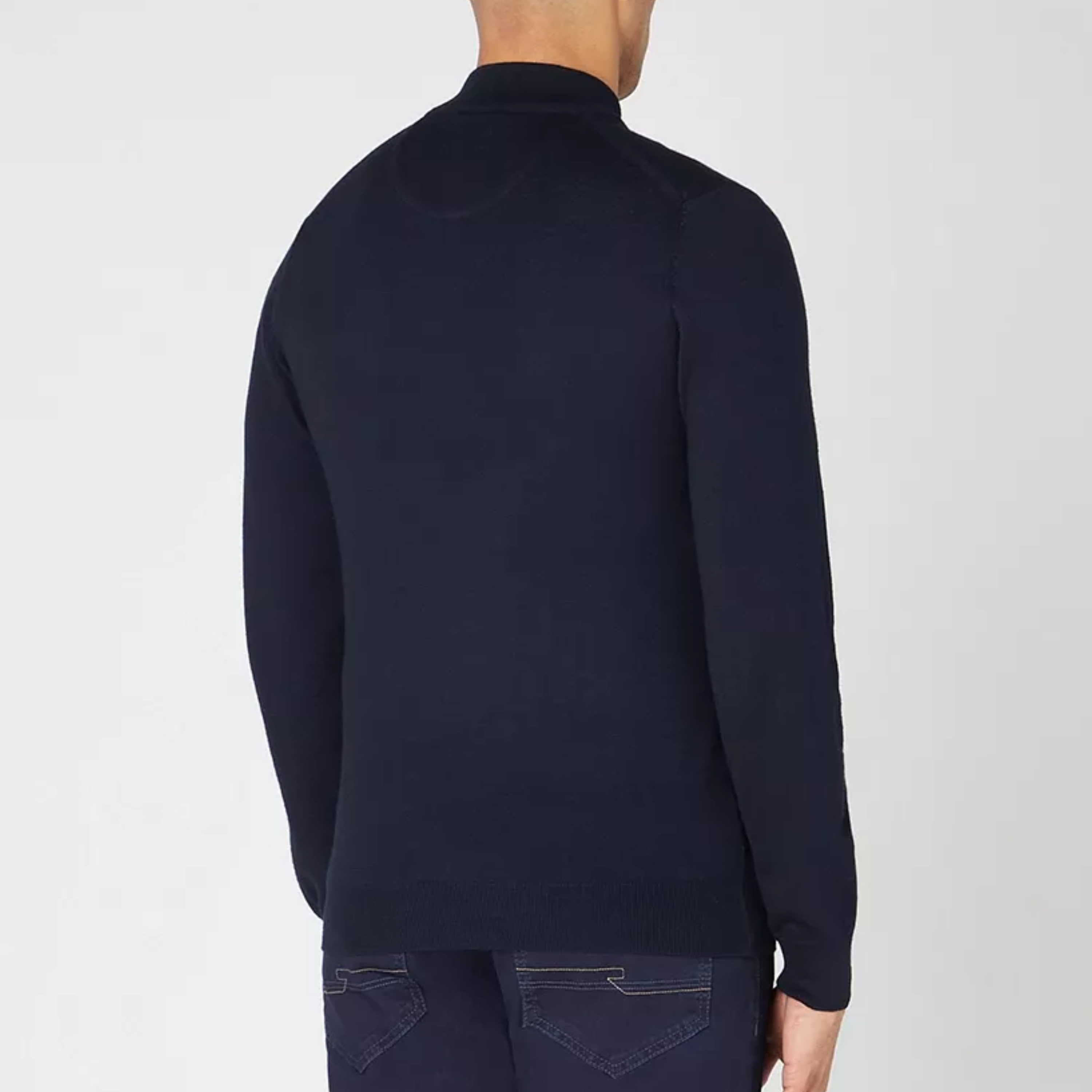 Remus Tapered Fit Merino Wool-Blend Half Zip Jumper - Navy