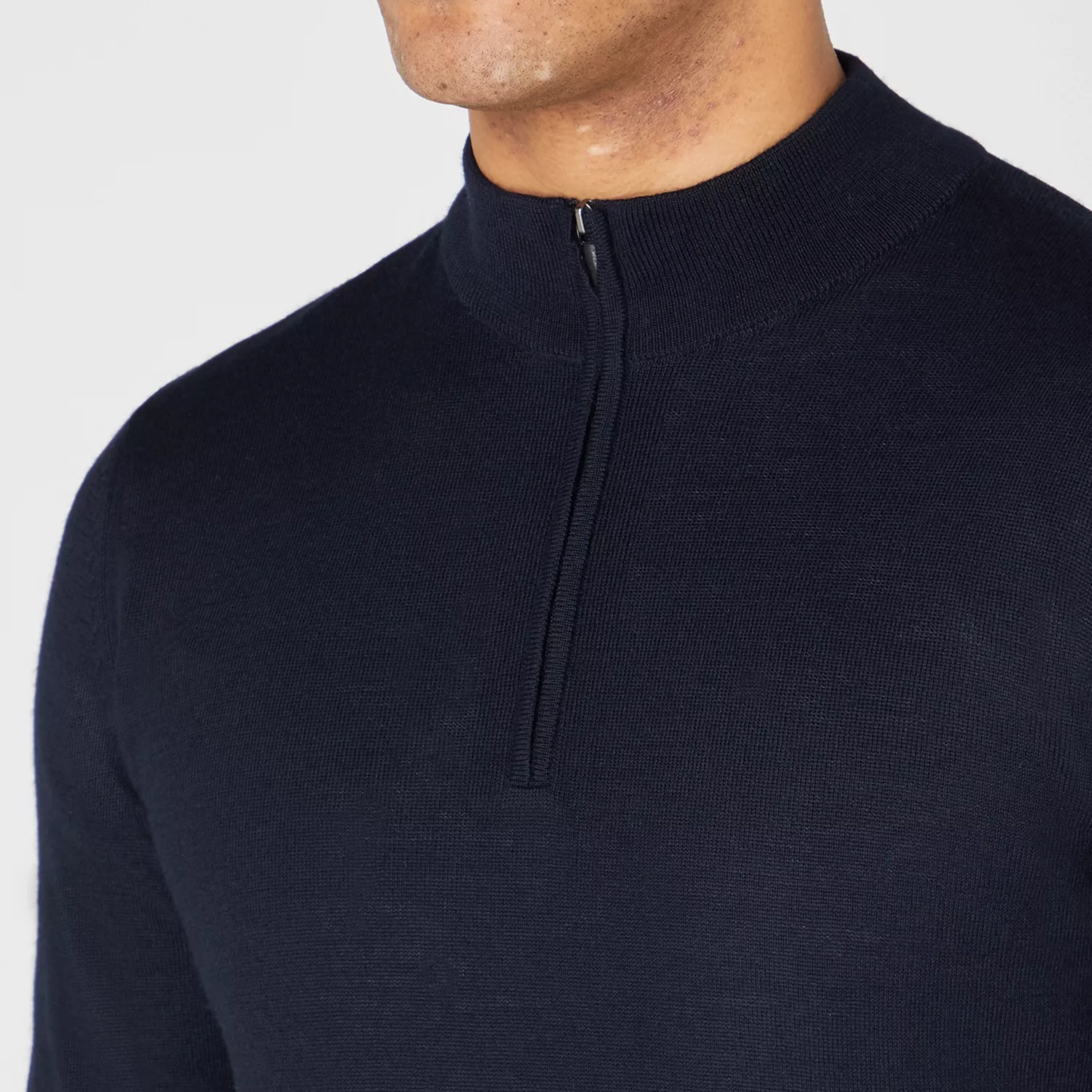 Remus Tapered Fit Merino Wool-Blend Half Zip Jumper - Navy