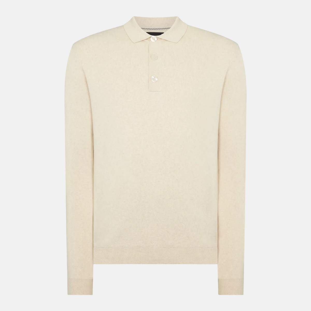 Remus Button Up Cotton Knitted Polo - Cream