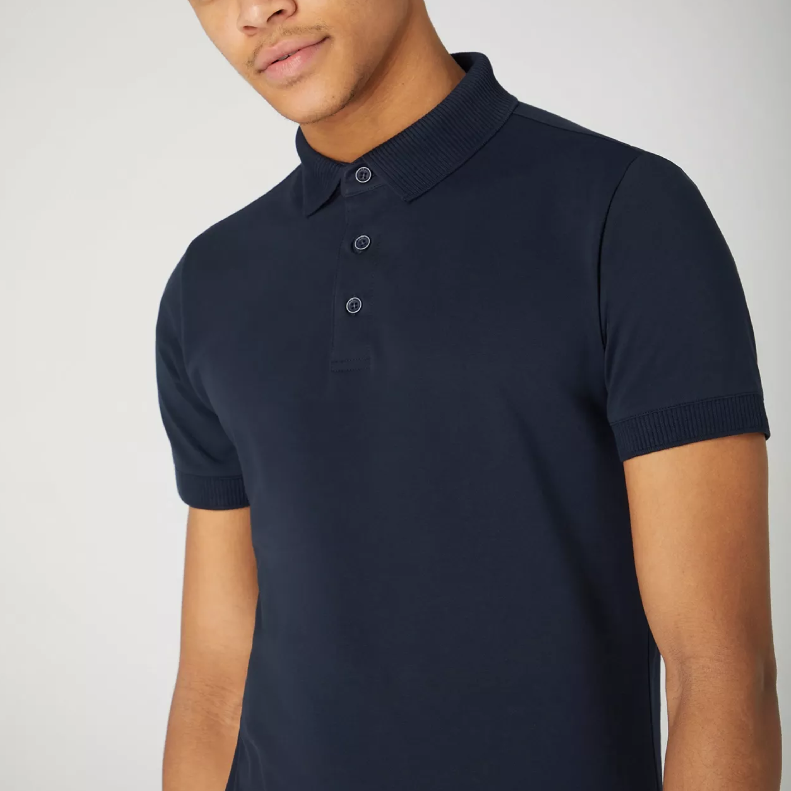 Remus Tapered Fit Cotton Stretch Polo Shirt - Navy