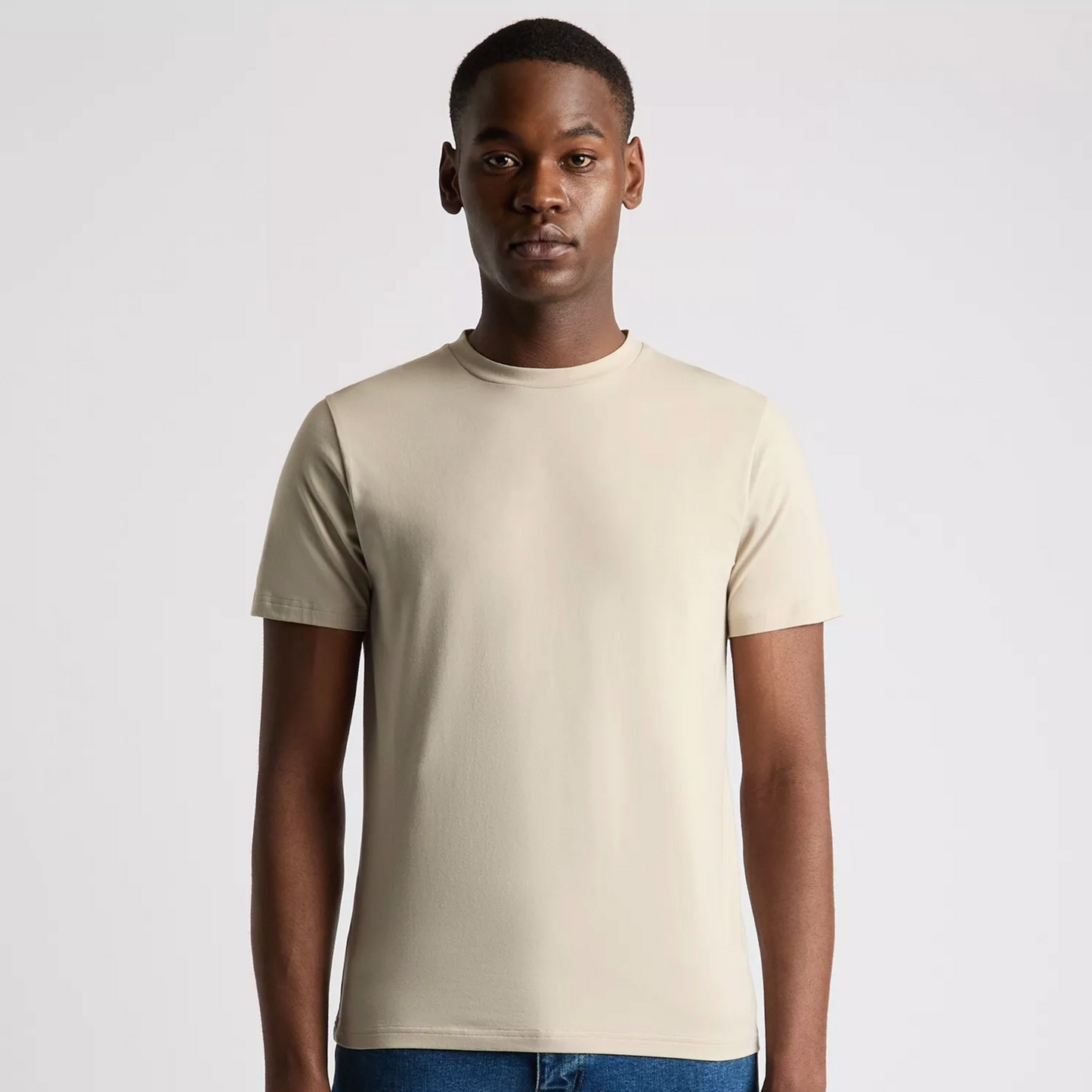 Remus Relaxed Fit Crew Neck Tencel T-Shirt - Beige