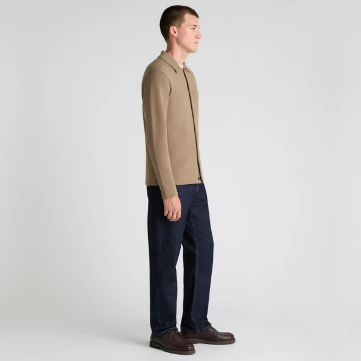 Remus Polo Collar Cotton Knitted Cardigan - Sand