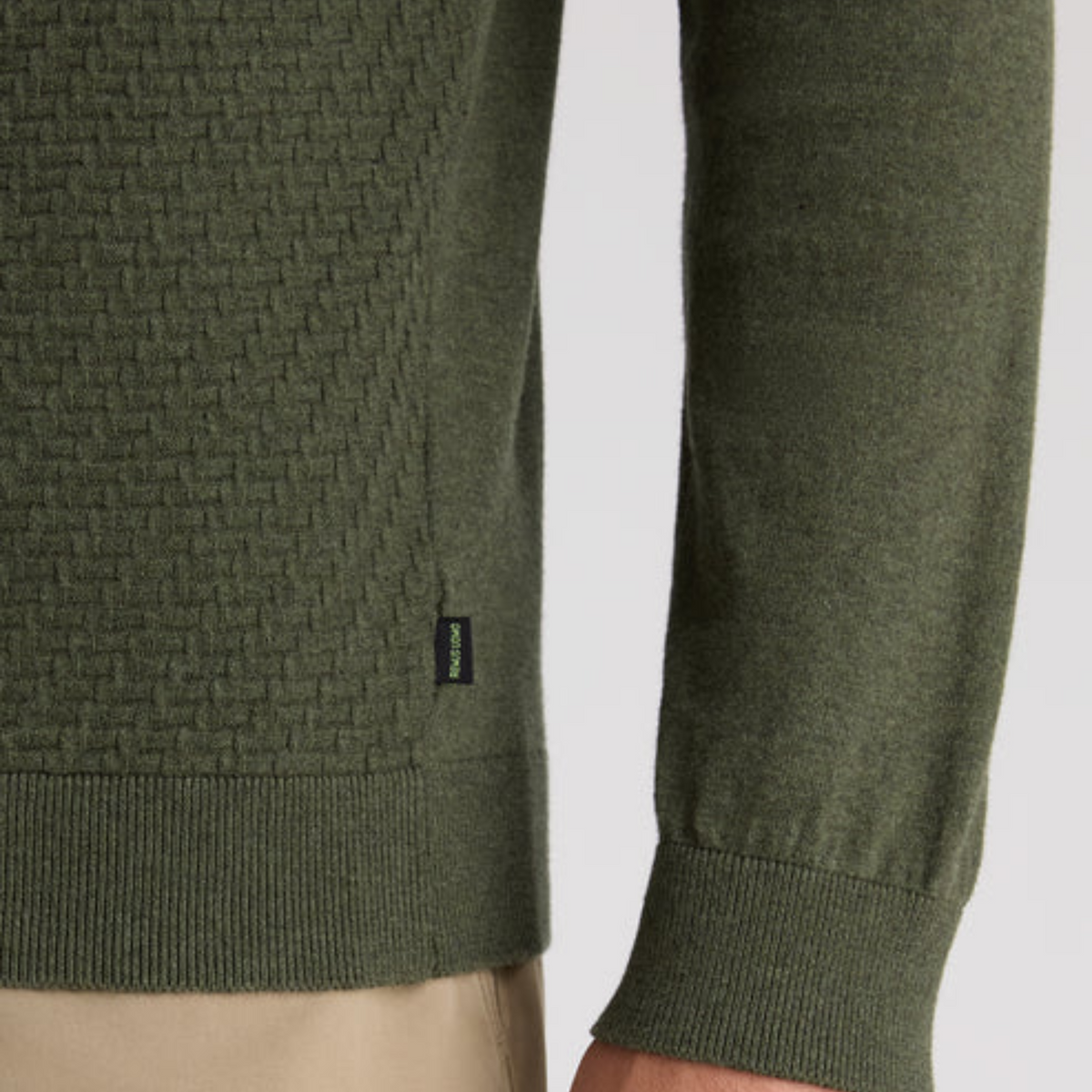 Remus Textured Knitted Long Sleeve Polo Shirt - Green