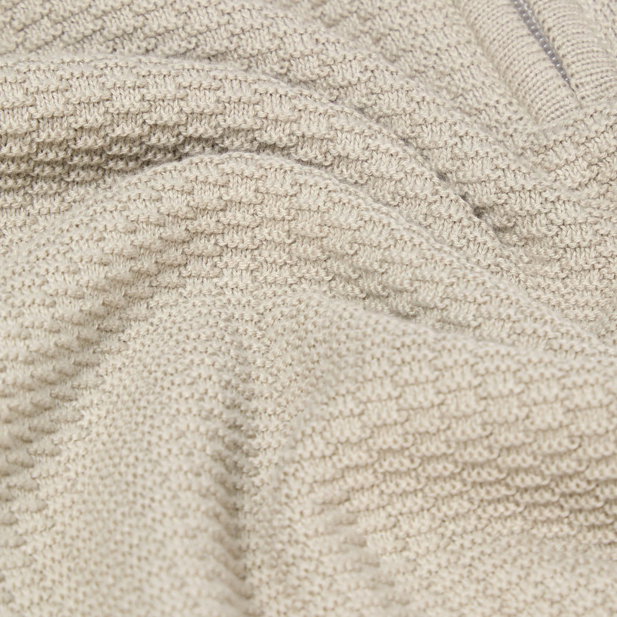 Remus Half Zip Textured Cotton Jumper - Stone