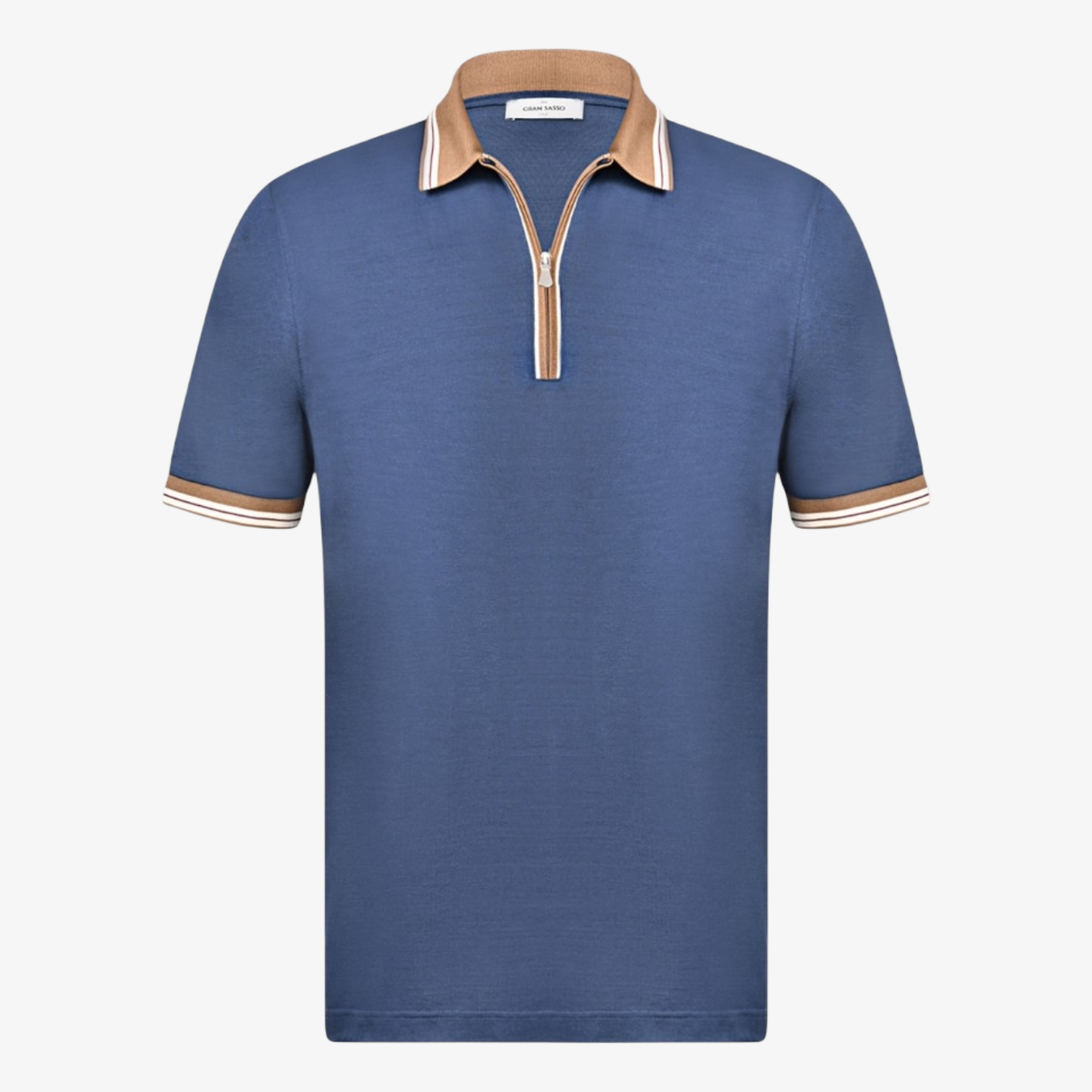 Gran Sasso Mercerized Cotton Half Zip Polo - Navy