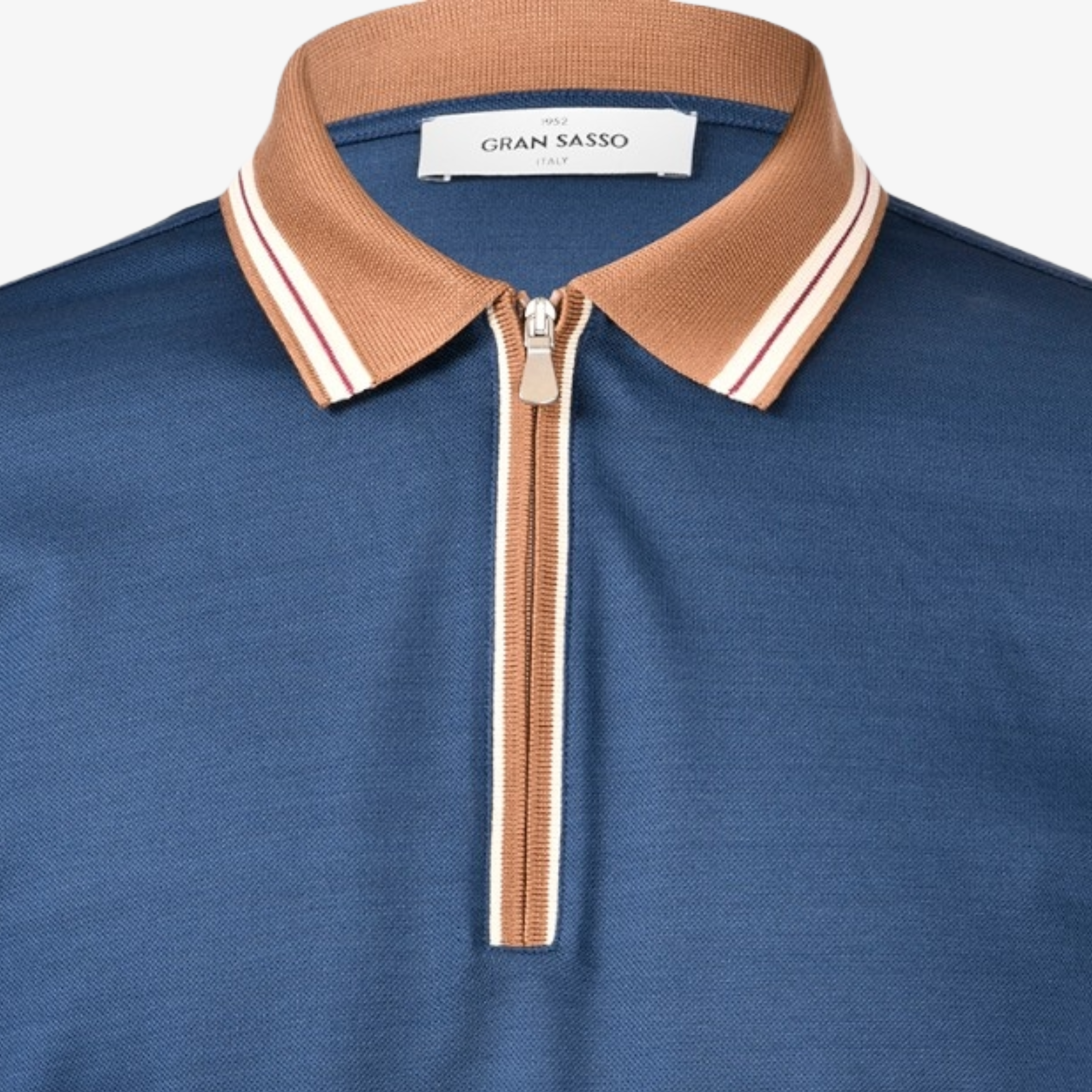 Gran Sasso Mercerized Cotton Half Zip Polo - Navy