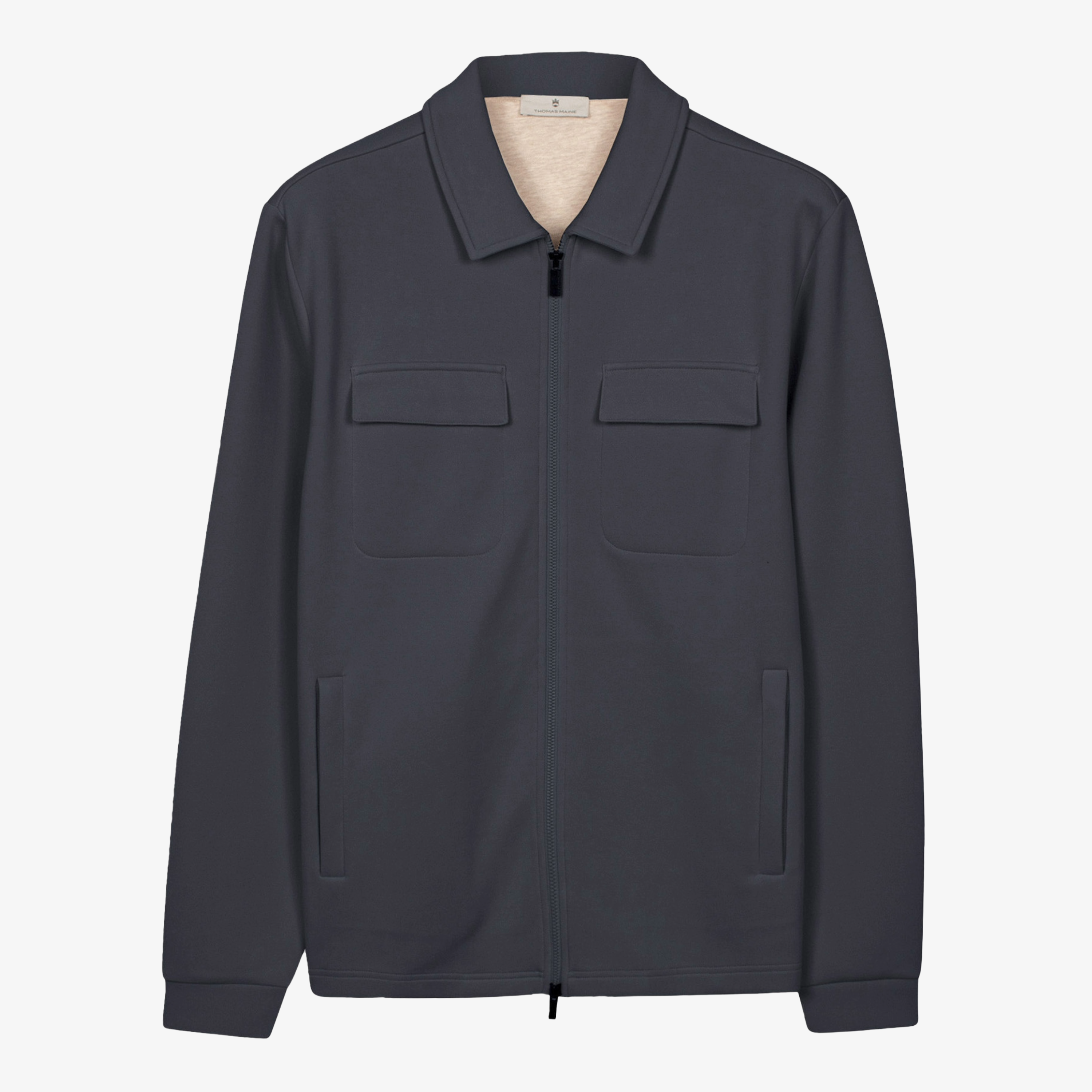 Thomas Maine Jersey Zip Shacket - Navy