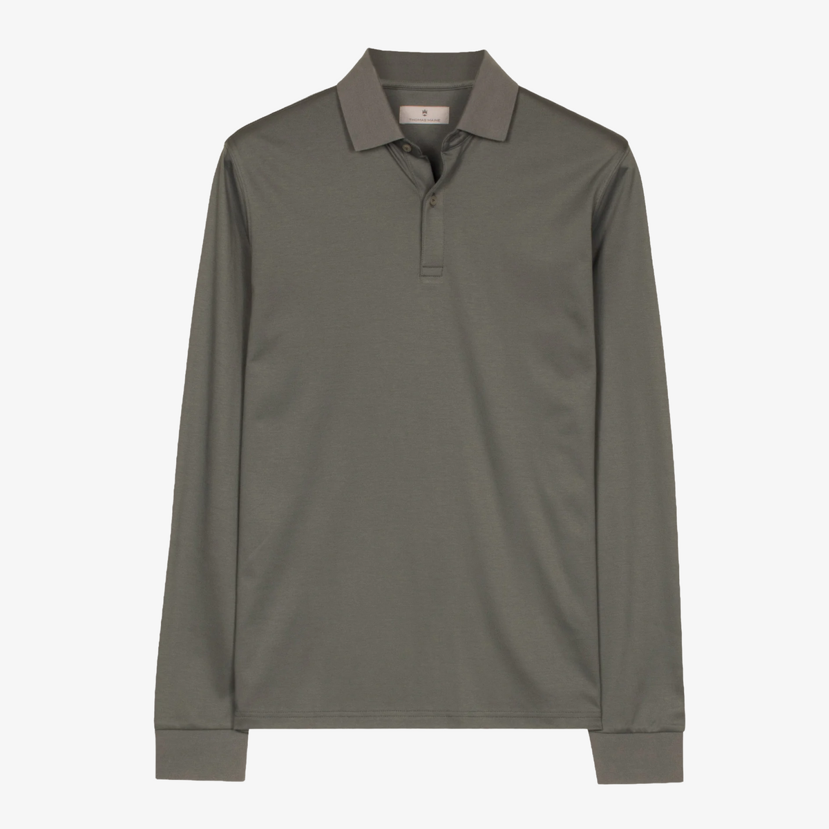 Thomas Maine Liquid Cotton Long Sleeve Polo Shirt - Soft Green