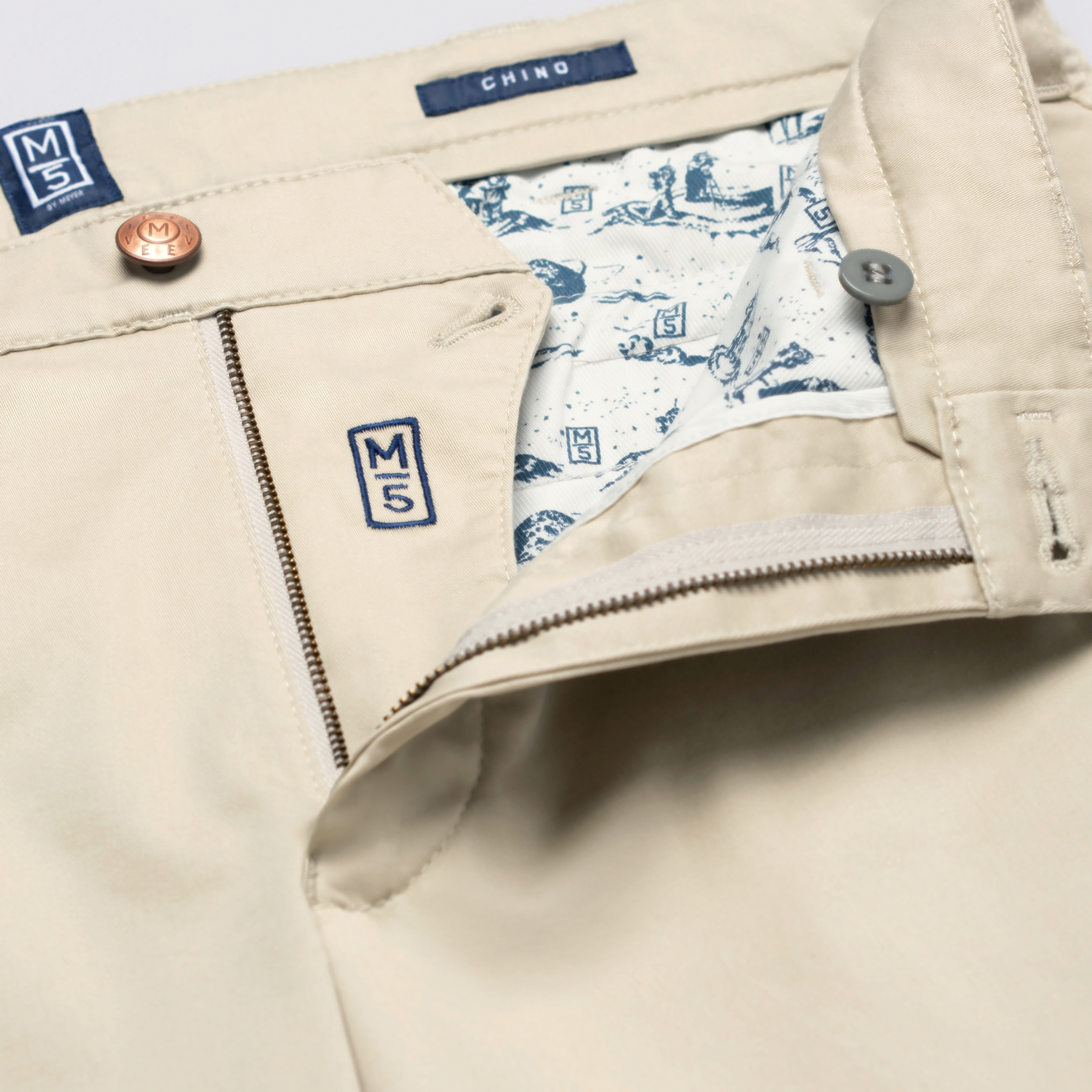 M5 by Meyer Light Twill Slim Fit Chinos - Light Beige