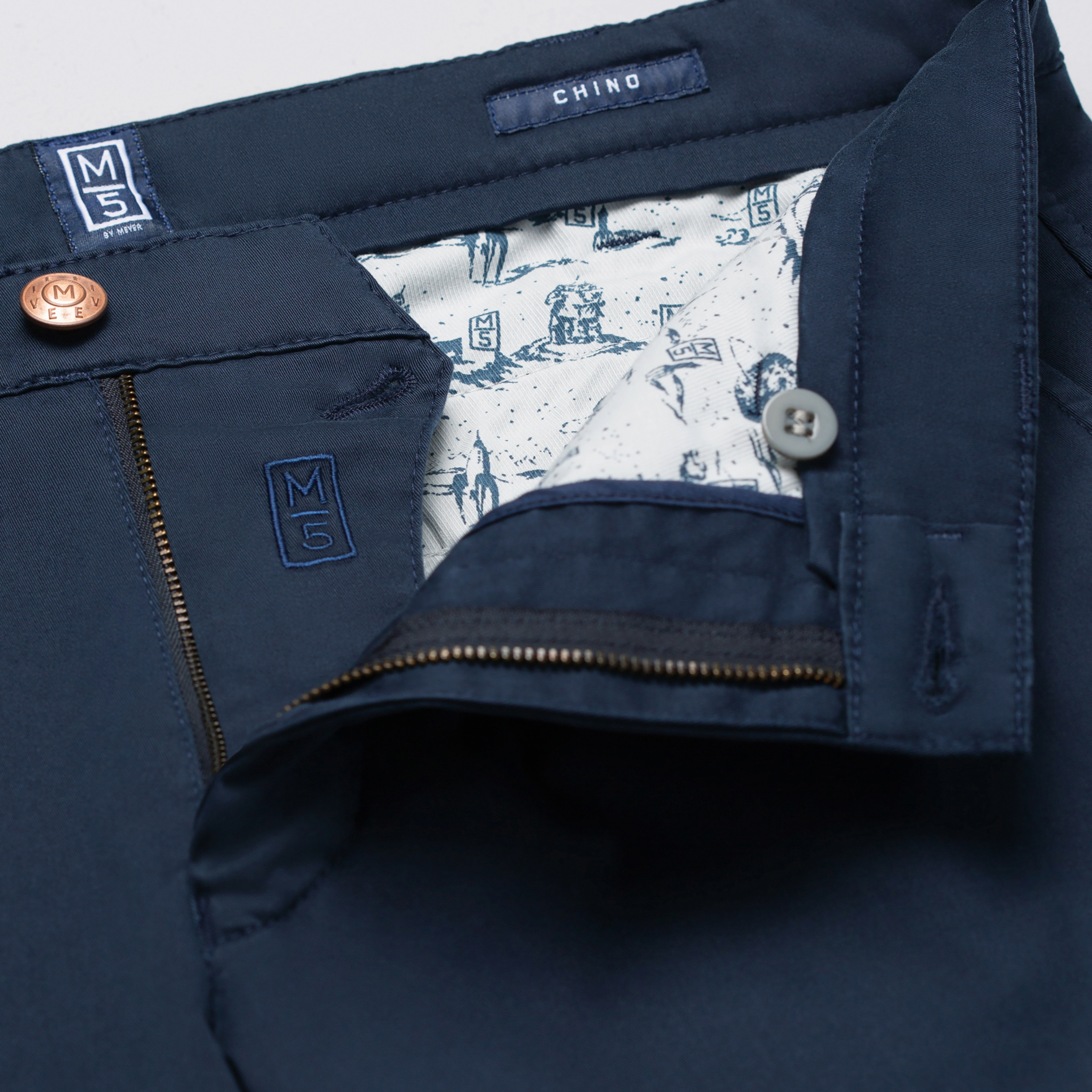 M5 by Meyer Light Twill Slim Fit Chinos - Navy