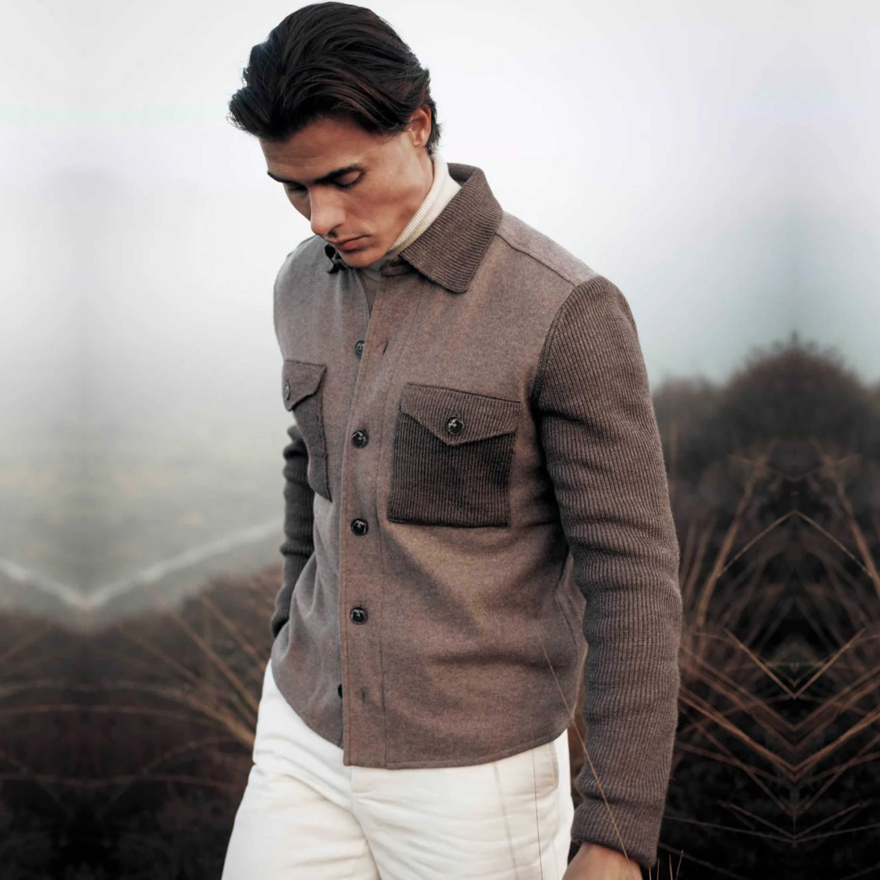 Thomas Maine Knitted Overshirt - Taupe