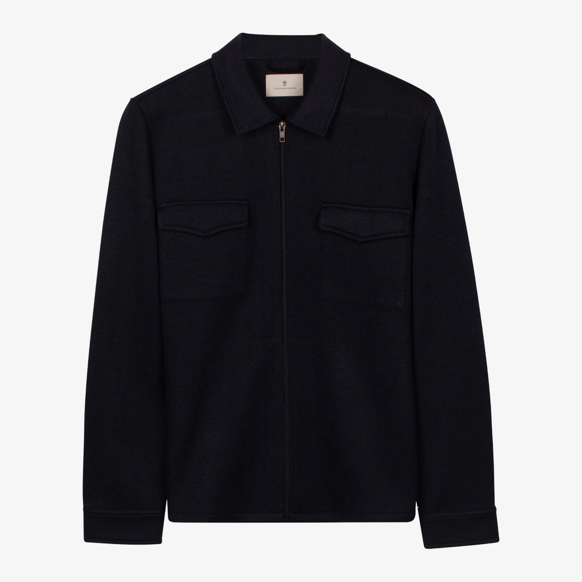 Thomas Maine Reva Wool Mix Overshirt - Navy