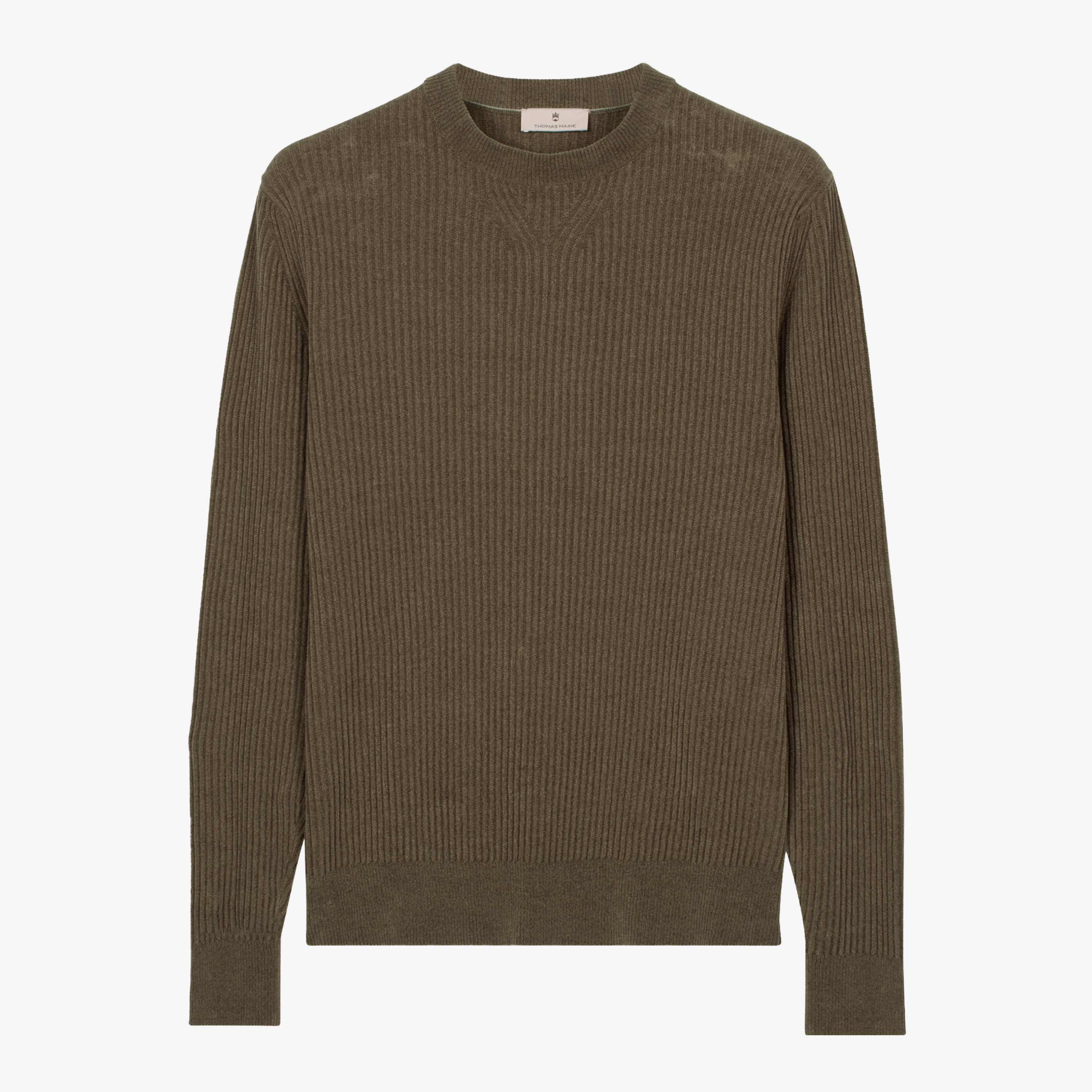 Thomas Maine Cotton Chenille Crew Neck Jumper - Mid Green