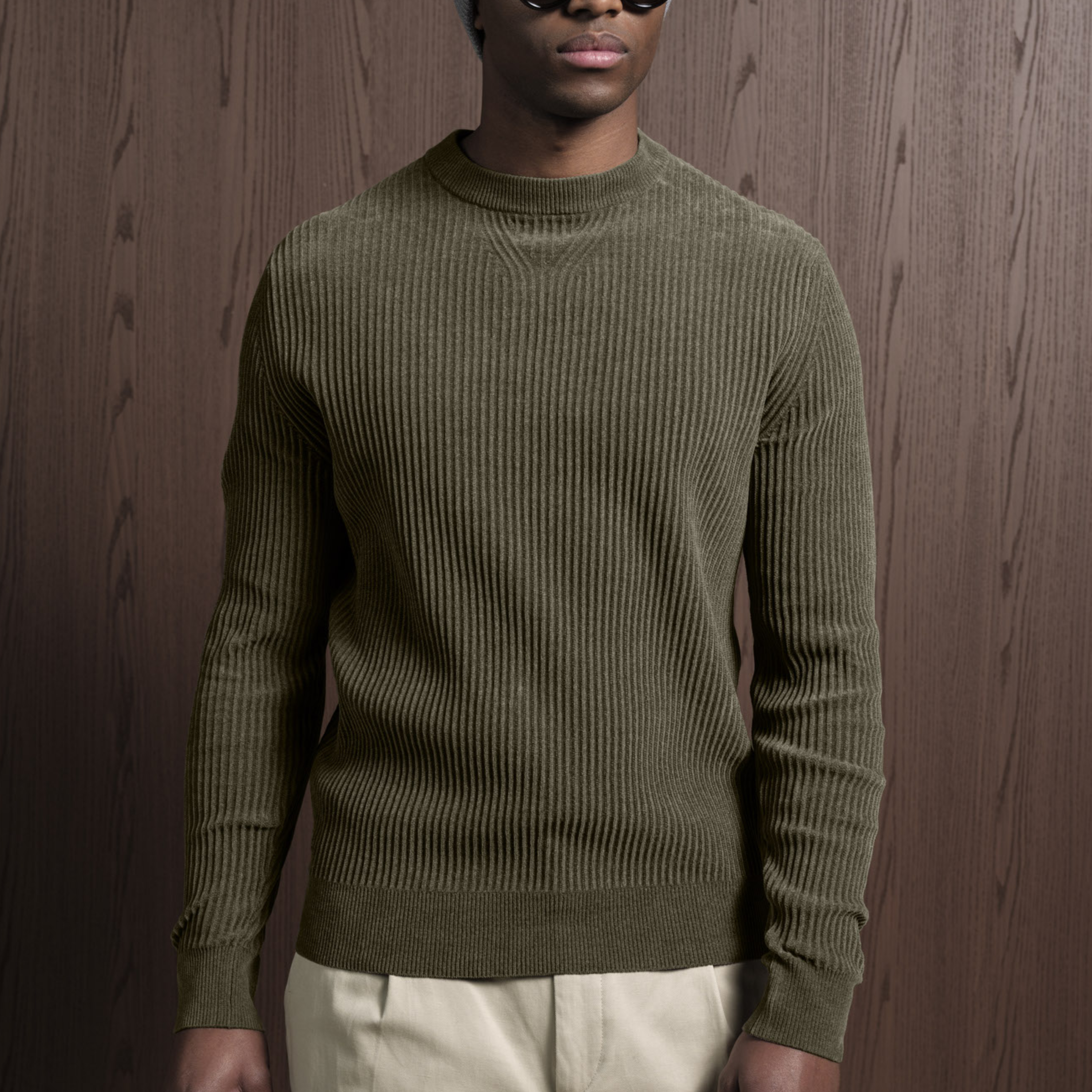 Thomas Maine Cotton Chenille Crew Neck Jumper - Mid Green