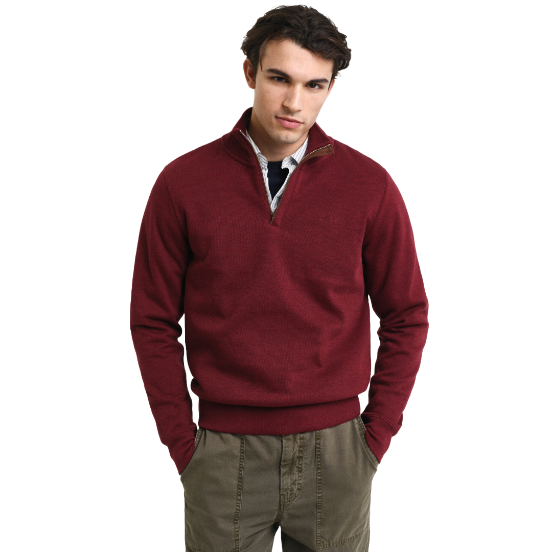 Gant Sacker Rib Half Zip - Wine