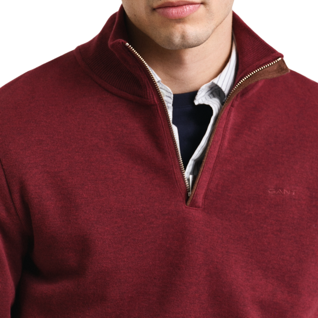 Gant Sacker Rib Half Zip - Wine