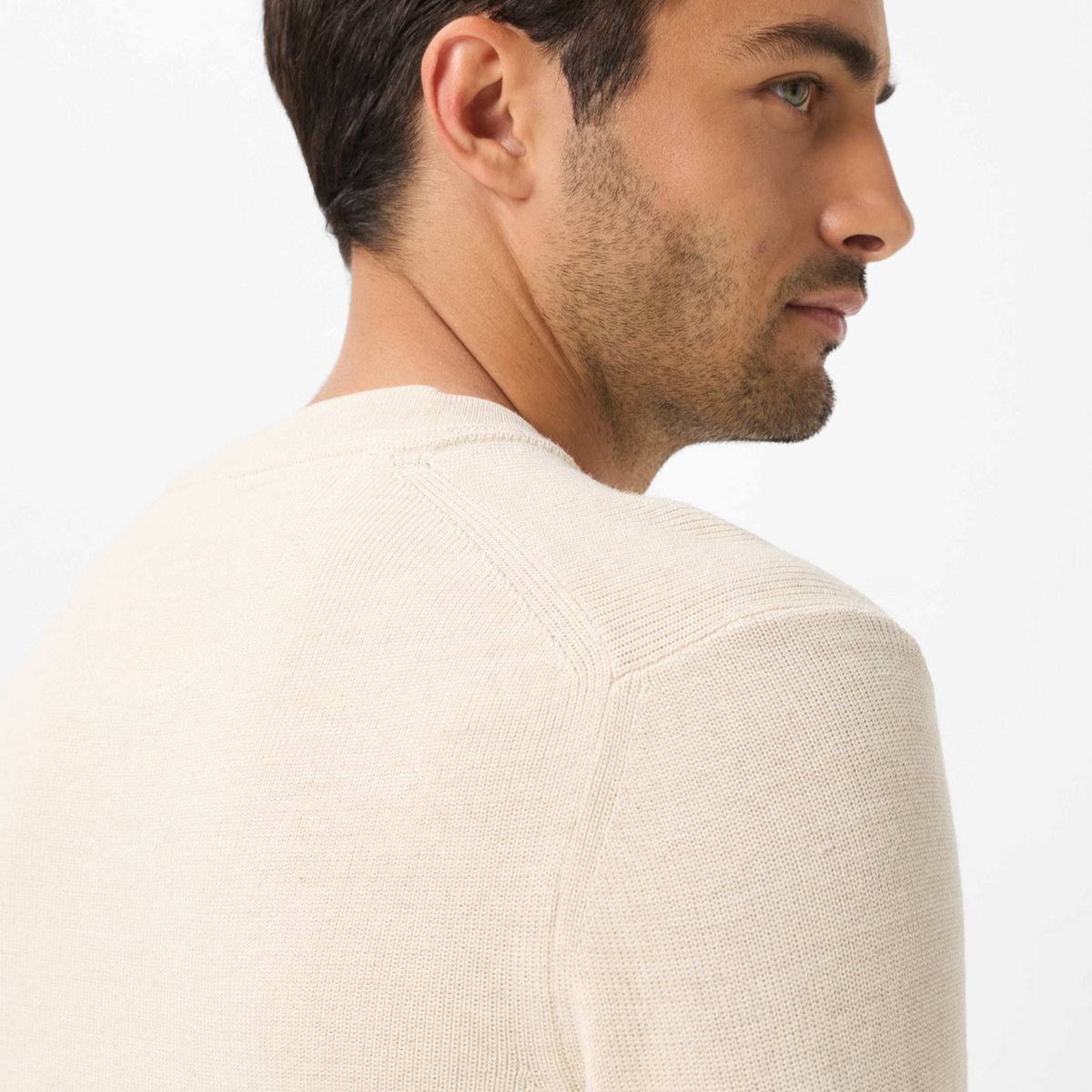 Brax Roy Cotton-Wool Crew Neck Jumper - Beach