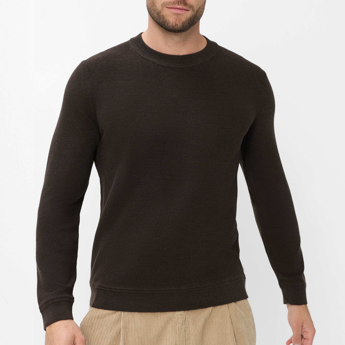 Brax Roy Cotton-Wool Crew Neck Jumper - Chocolate