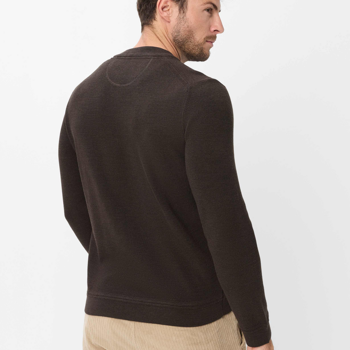 Brax Roy Cotton-Wool Crew Neck Jumper - Chocolate