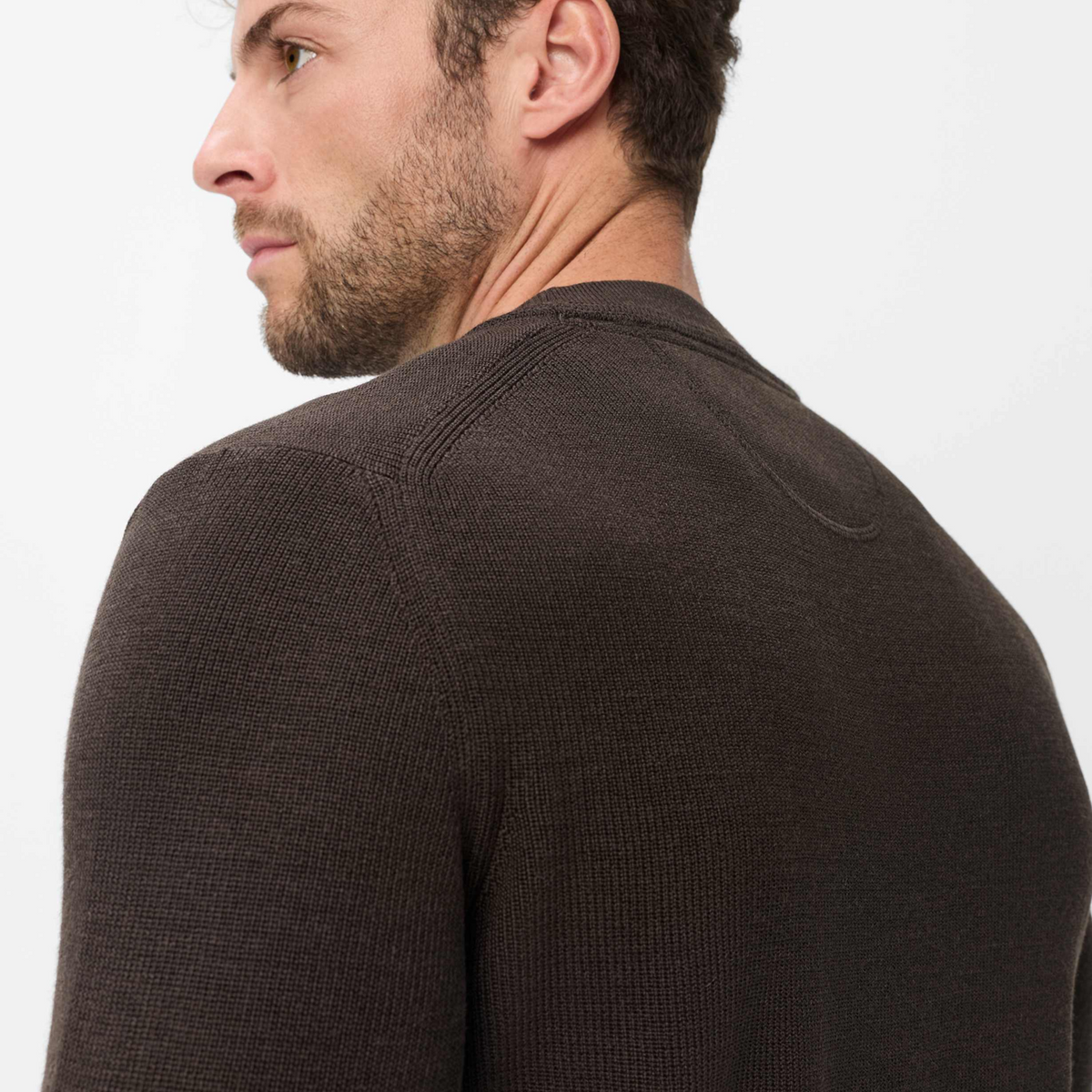Brax Roy Cotton-Wool Crew Neck Jumper - Chocolate