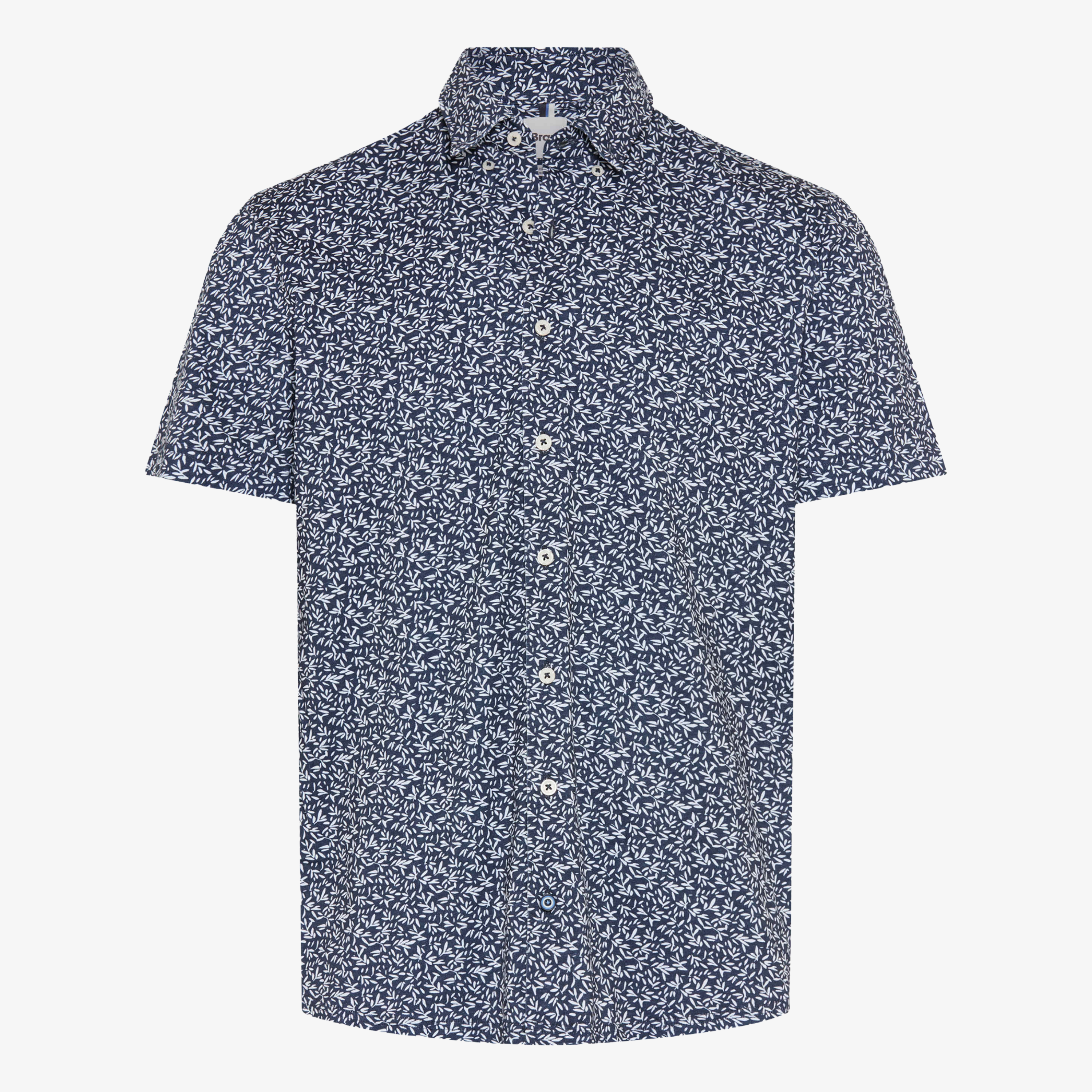Brax Dan Printed Short Sleeve Shirt - Navy