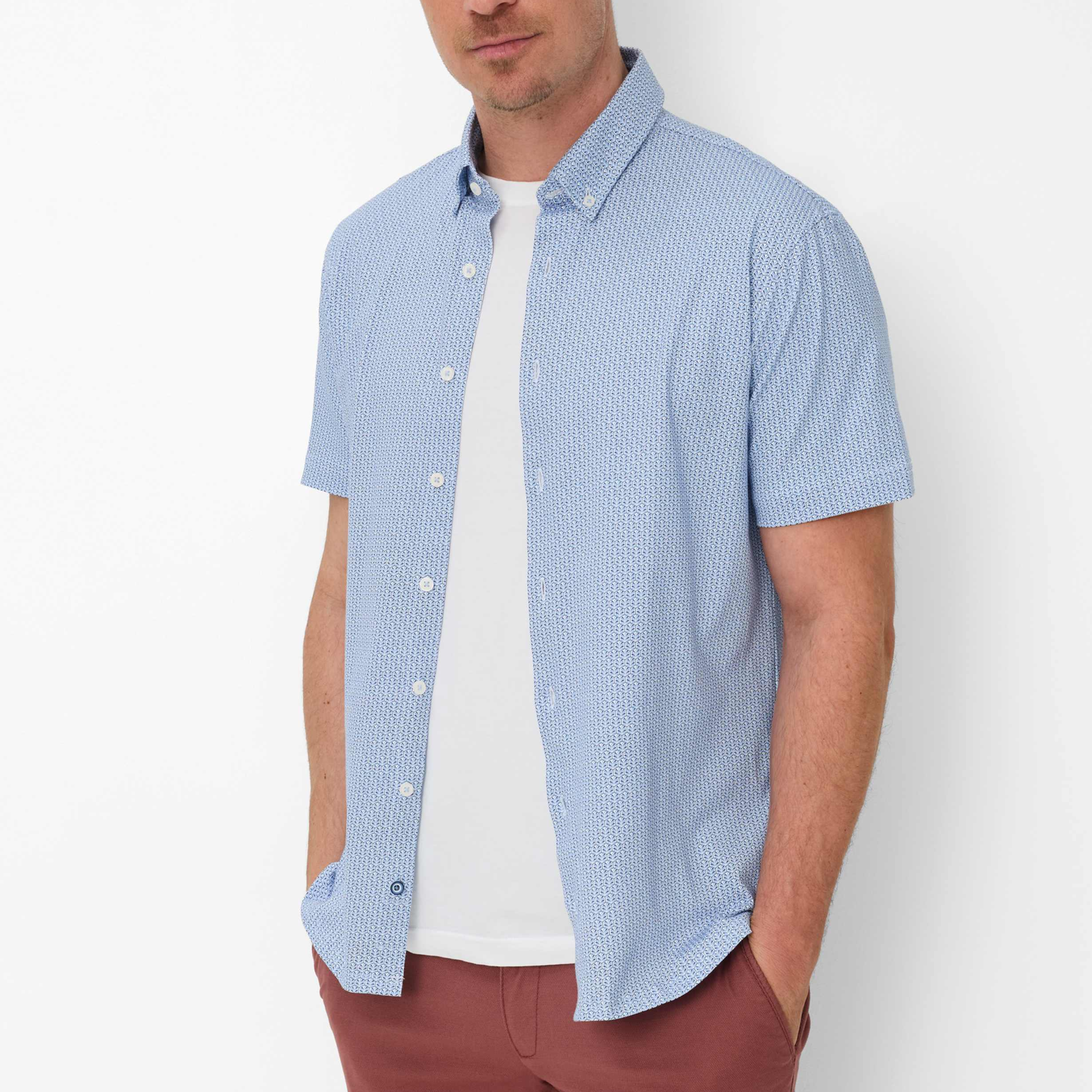 Brax Short Sleeve Printed Shirt - Blue