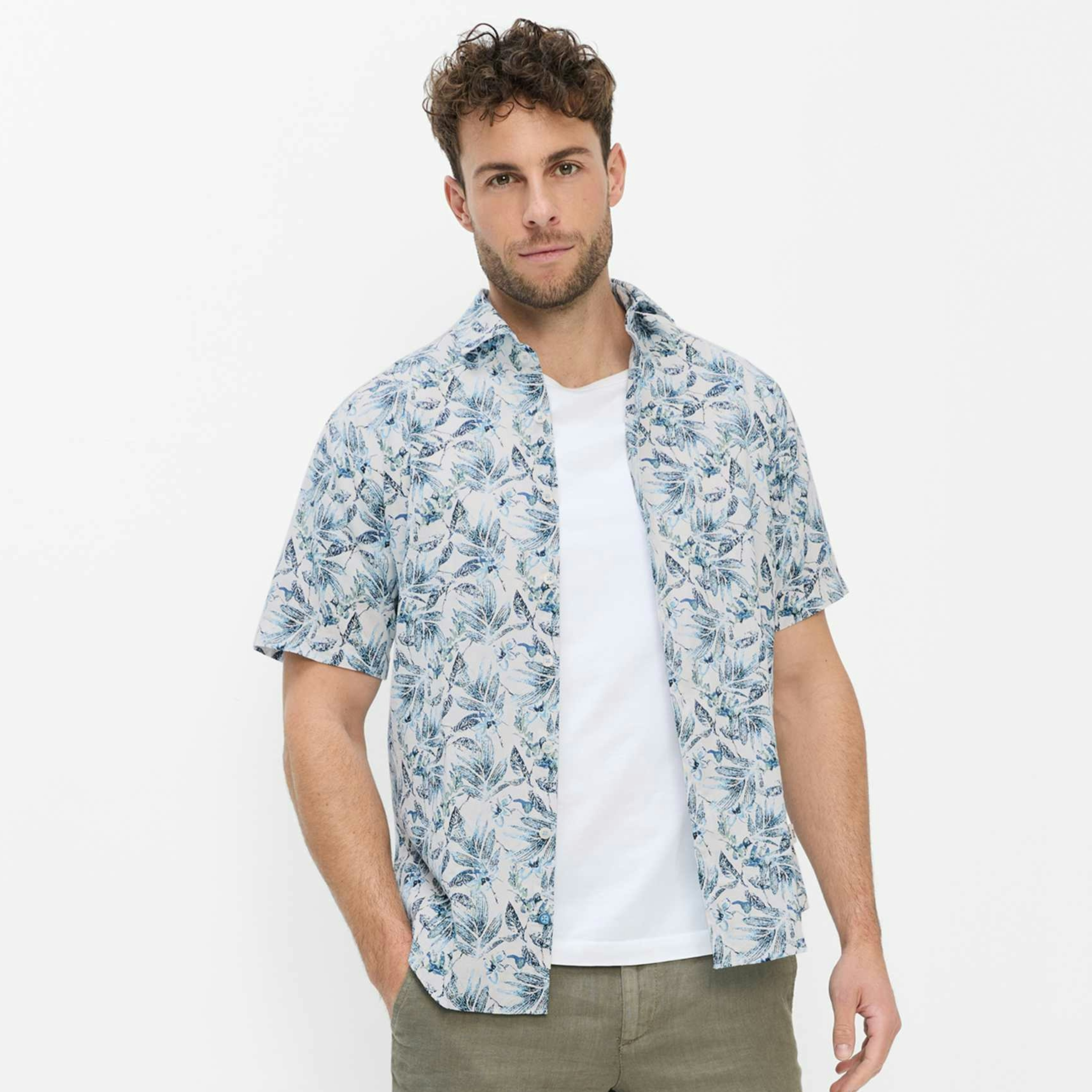 Brax Hardy P Printed Short Sleeve Shirt - Green