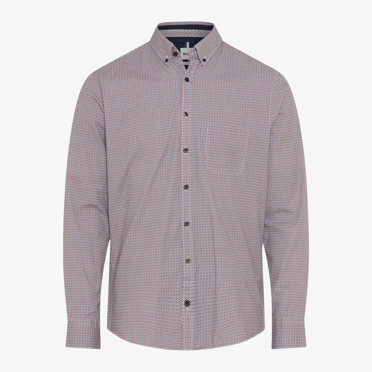 Brax Daniel Geometric Print Shirt - Cappuccino