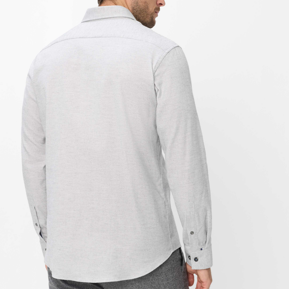 Brax Harold Cotton Flannel Shirt - Light Grey