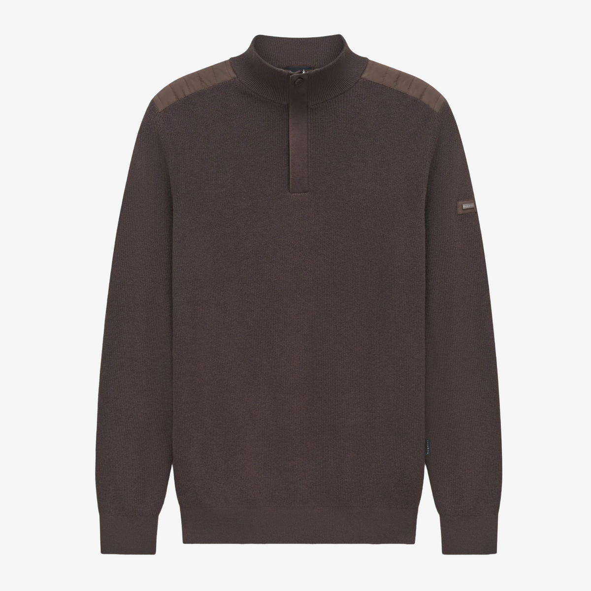 Bugatti Troyer Half Zip Knitted Jumper - Brown