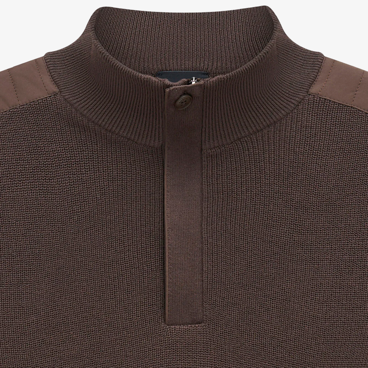 Bugatti Troyer Half Zip Knitted Jumper - Brown