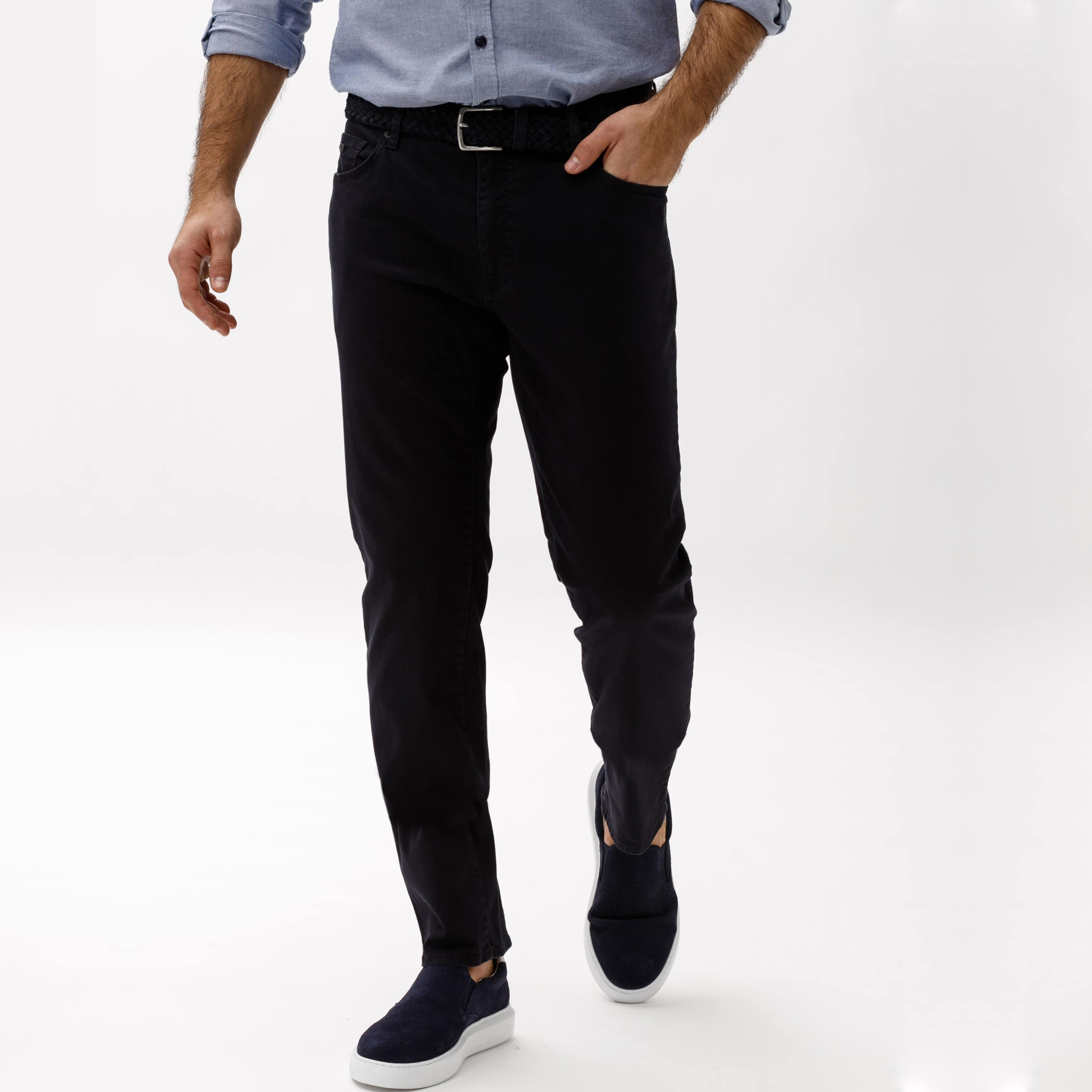 Brax Cadiz Straight Fit Perma Trousers - Navy